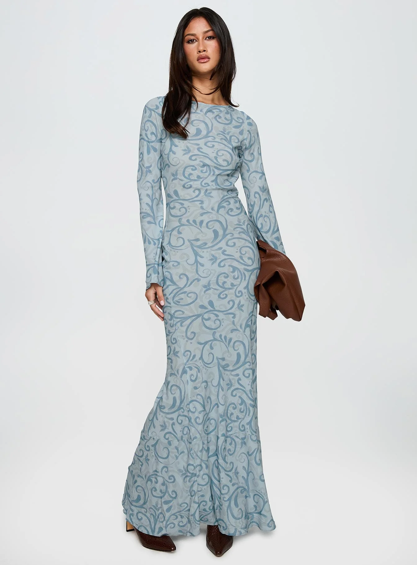 Miss Your Touch Backless Maxi Dress Blue Multi - Image 2