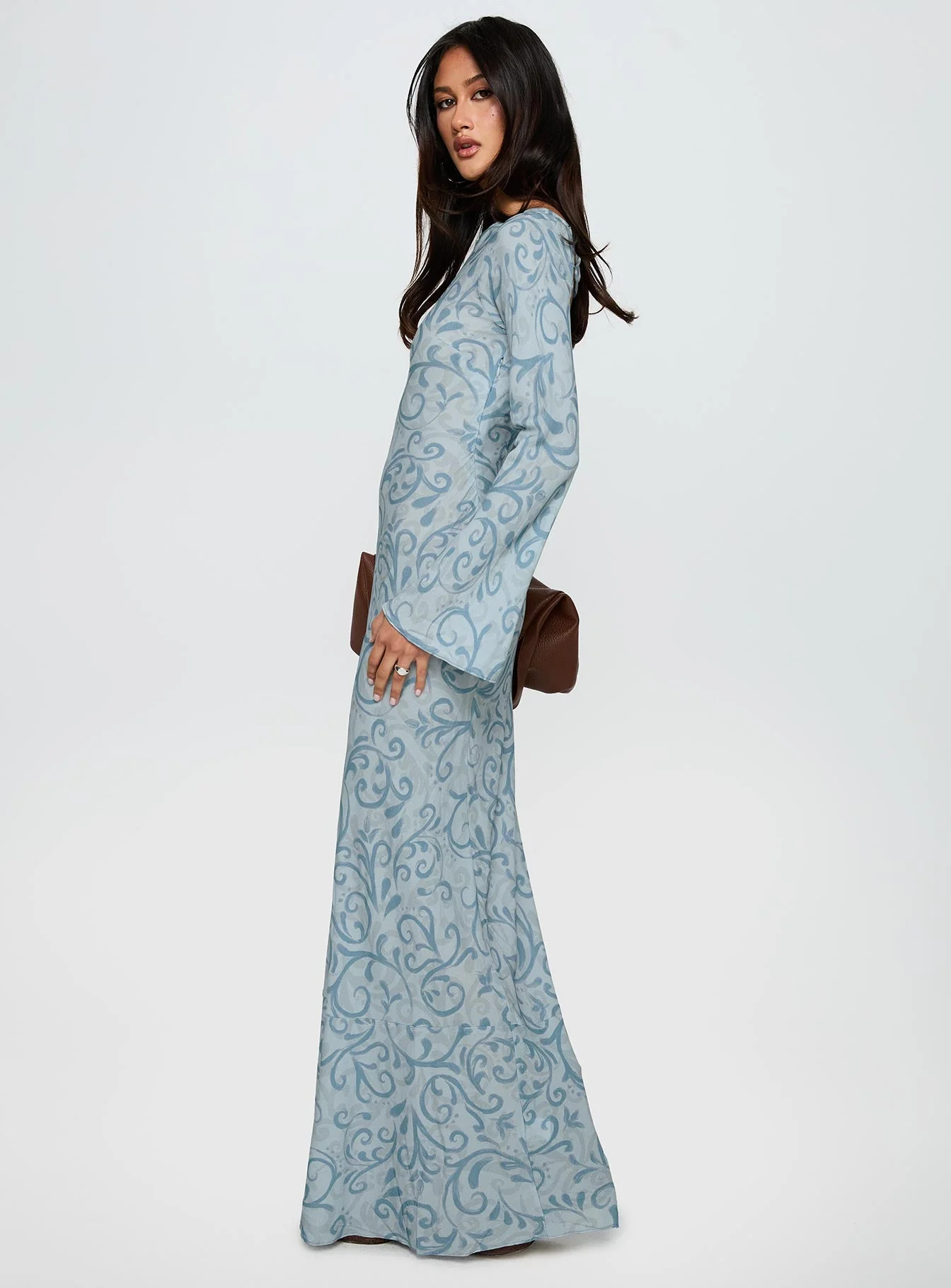 Miss Your Touch Backless Maxi Dress Blue Multi - Image 3