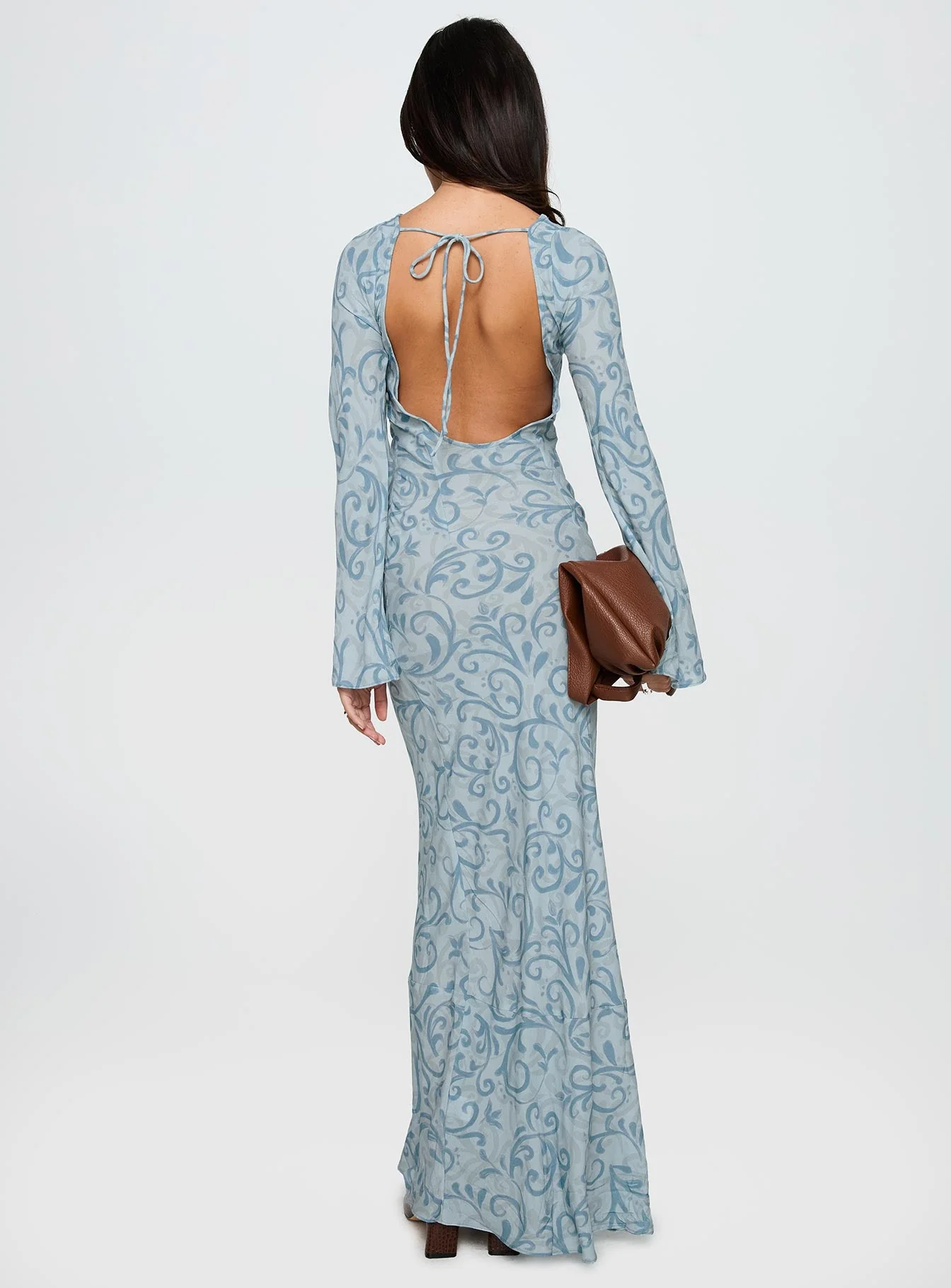 Miss Your Touch Backless Maxi Dress Blue Multi - Image 4