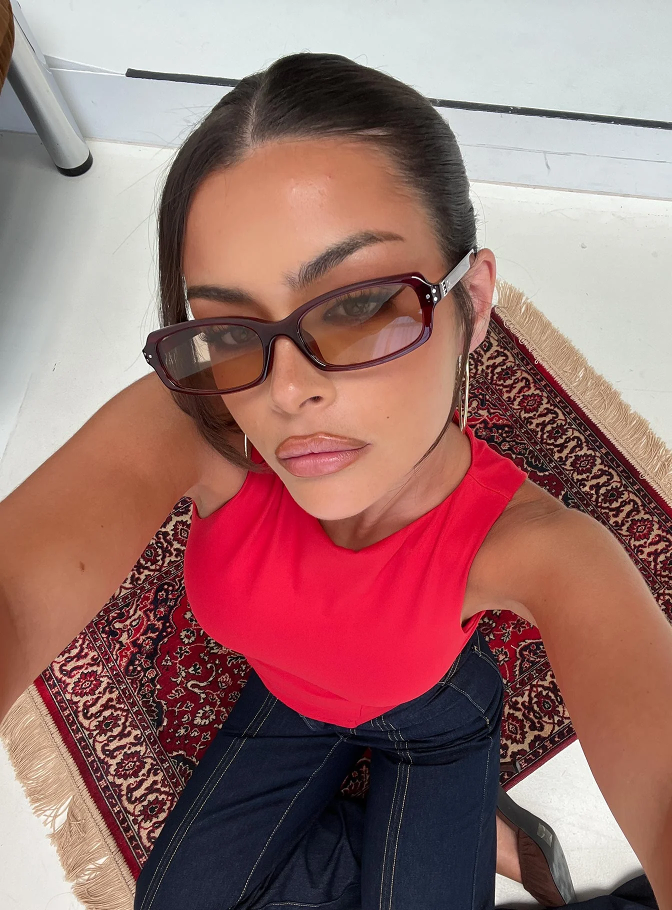 Mixtape Rectangle Sunglasses Red - Image 4