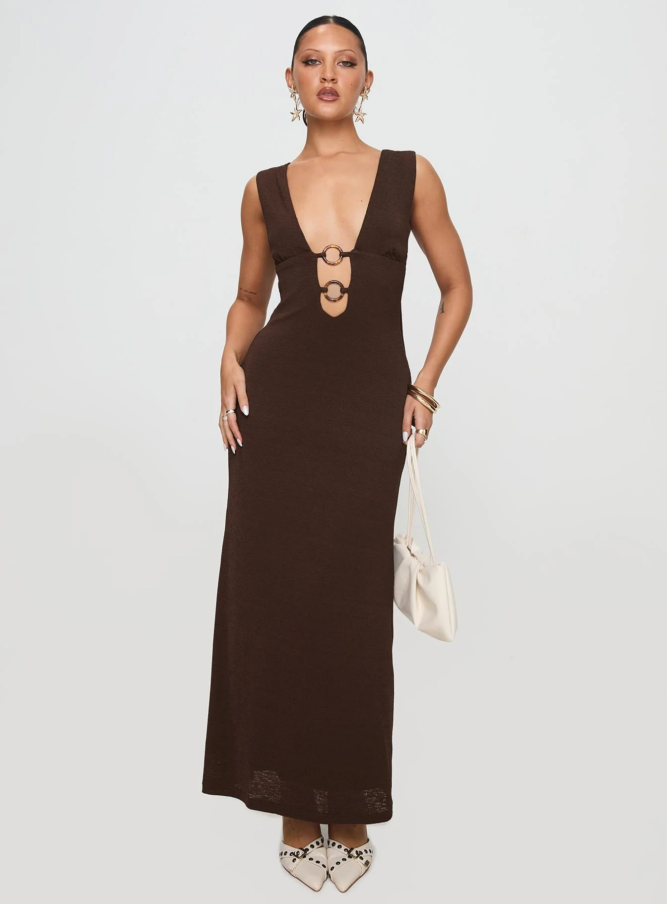 Steward Maxi Dress Chocolate - Image 3