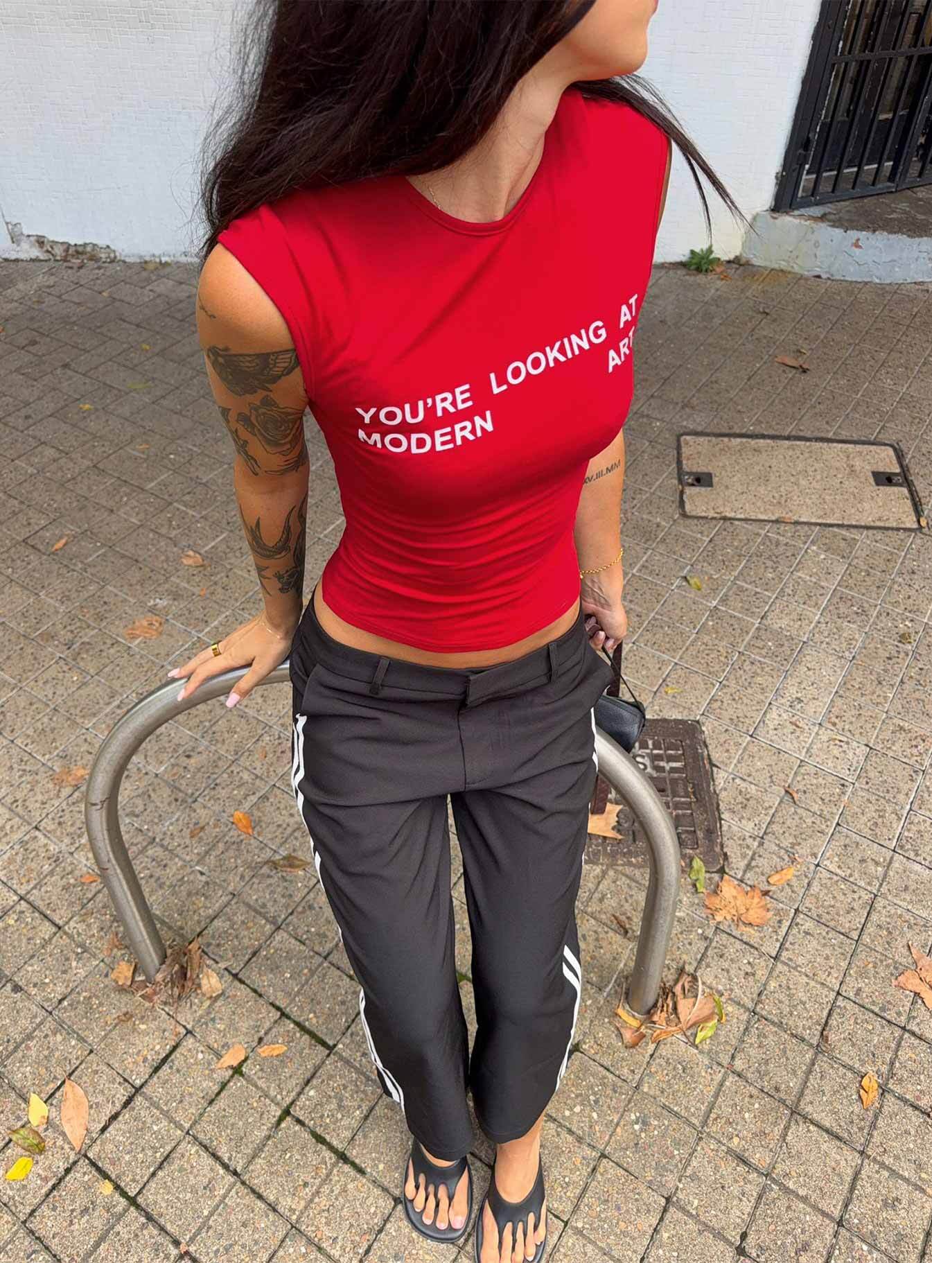 Modern Art Graphic Baby Tee Red - Image 11