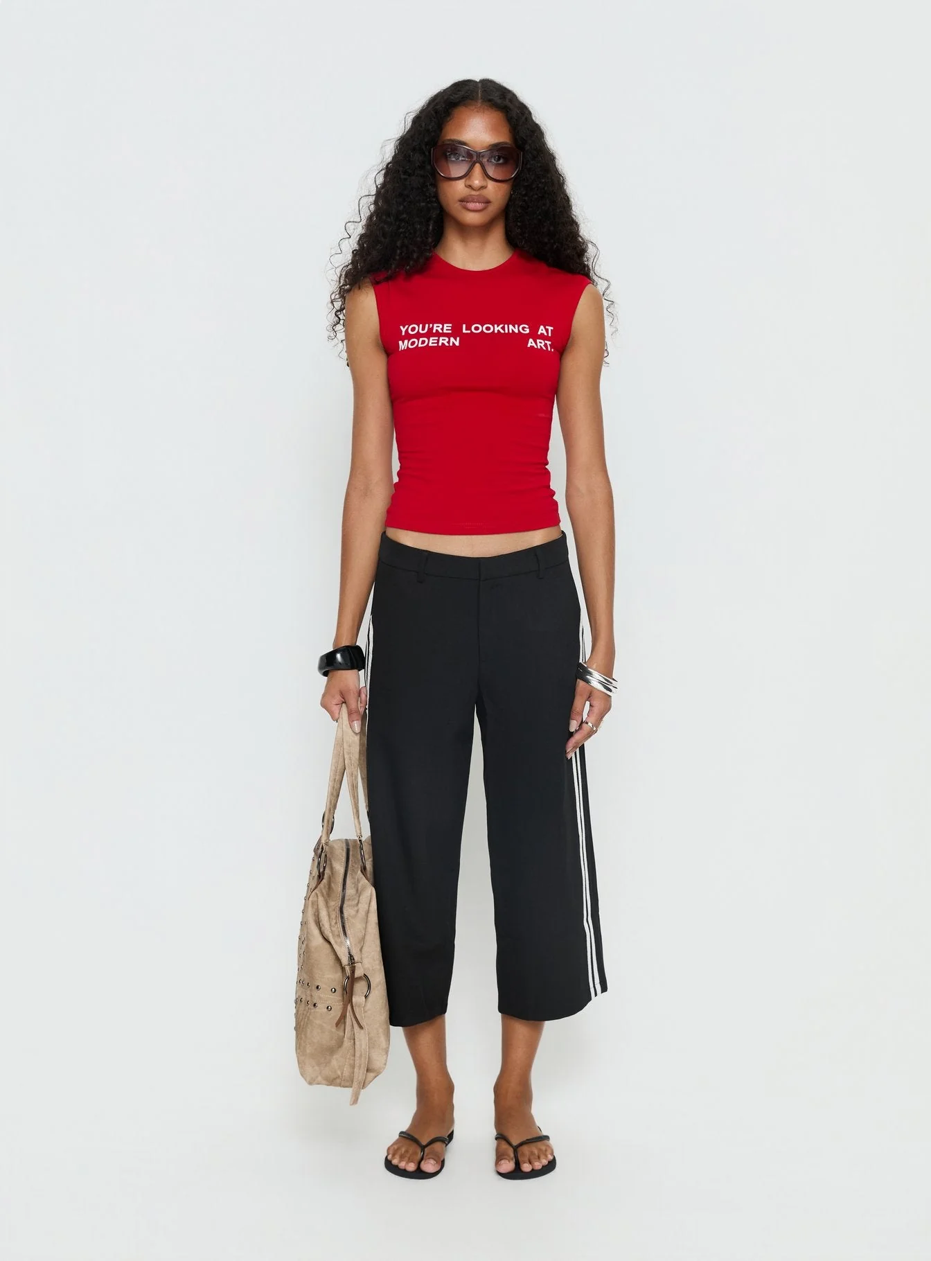 Modern Art Graphic Baby Tee Red - Image 7