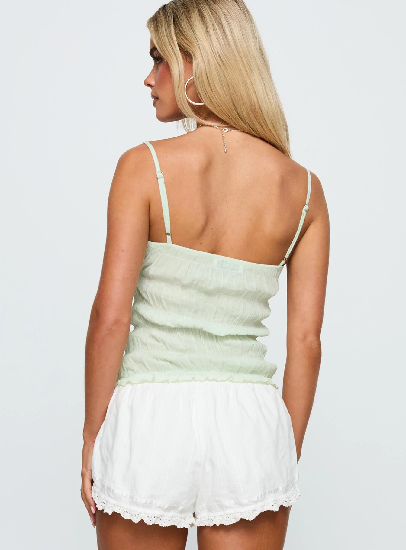 Money Maker Ruched Cami Top Aqua - Image 5