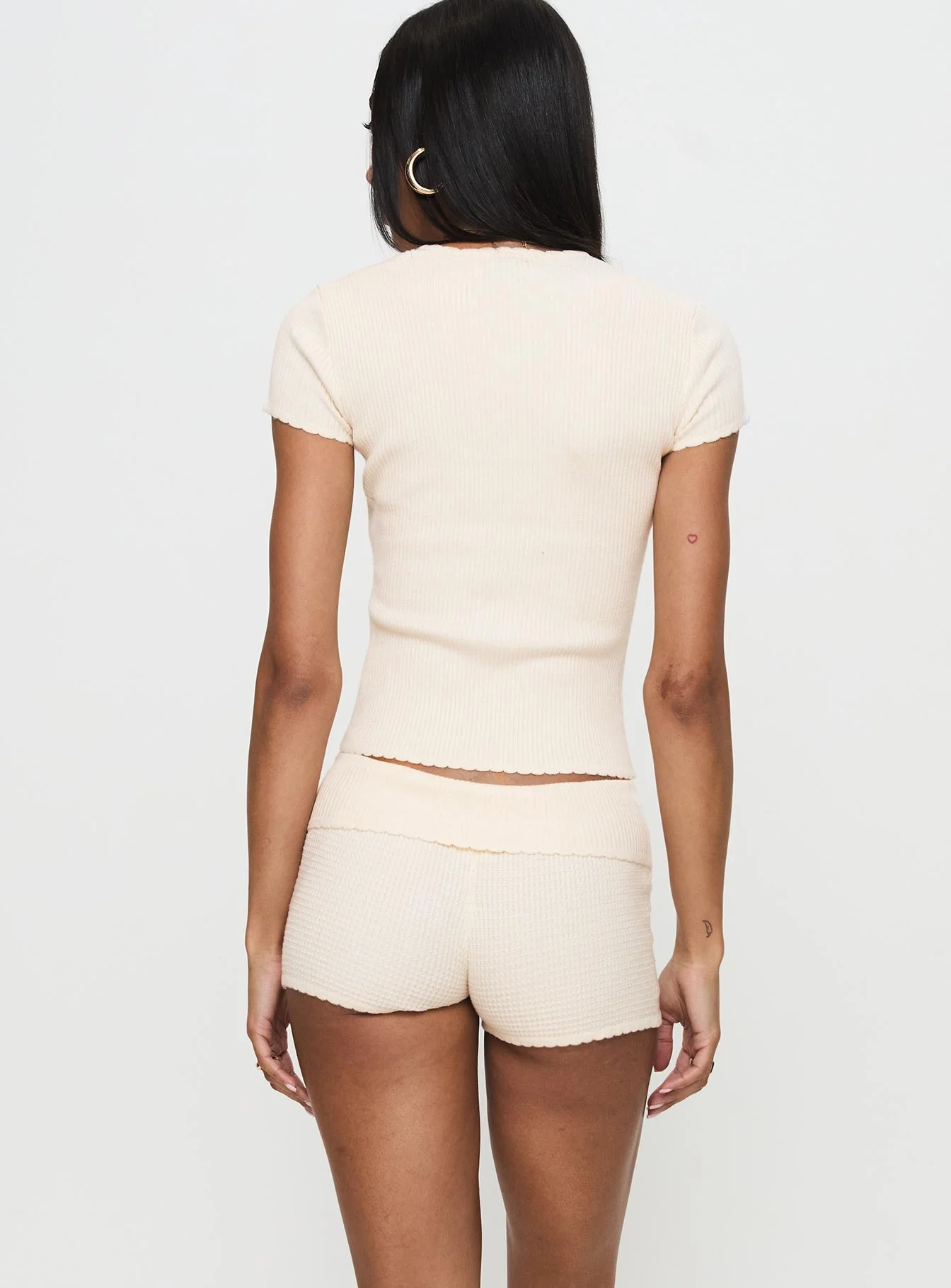 Monnika Heart Detail Knit Set Cream - Image 5