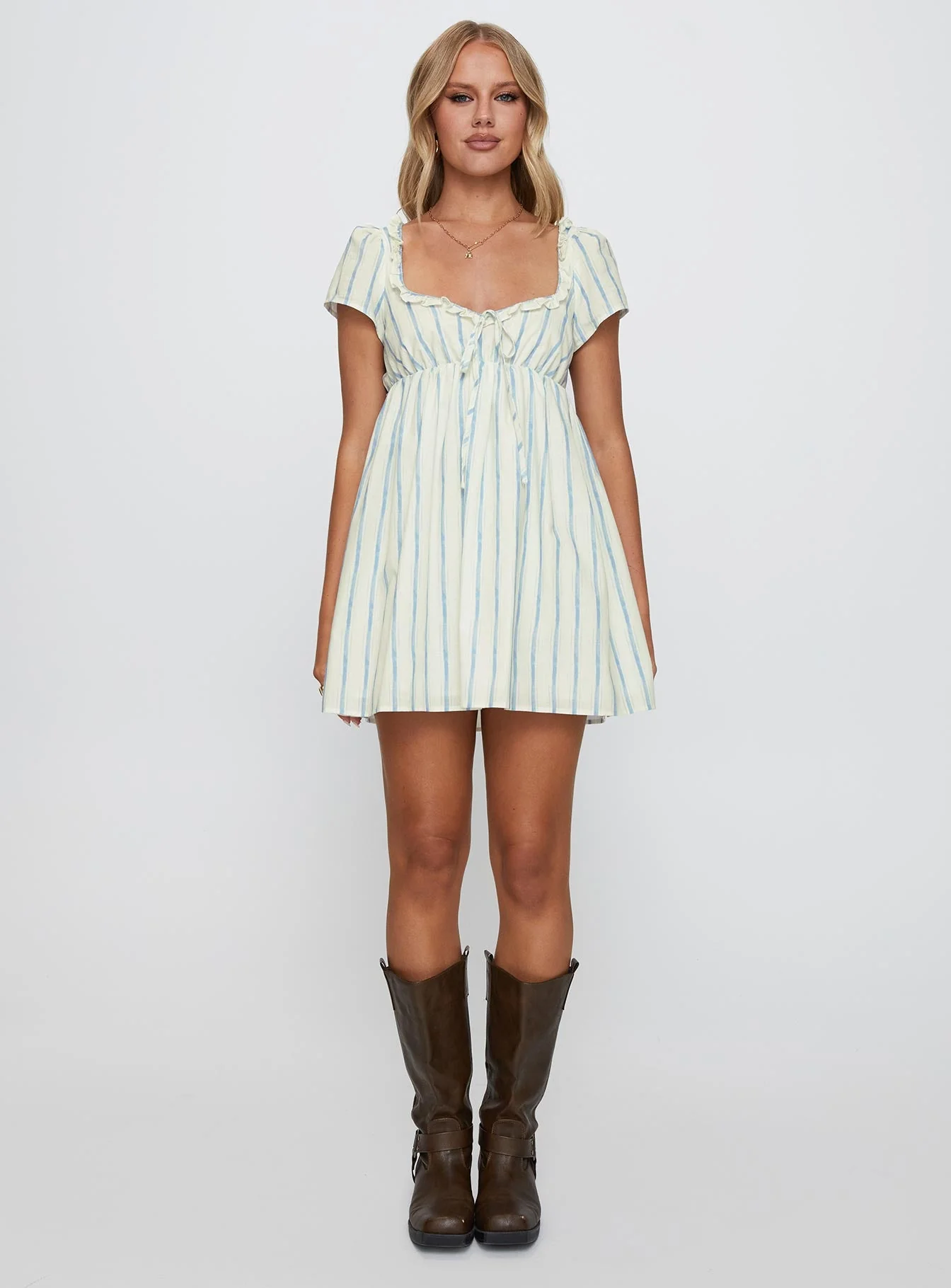 Monsterrat Mini Dress Blue Stripe - Image 7