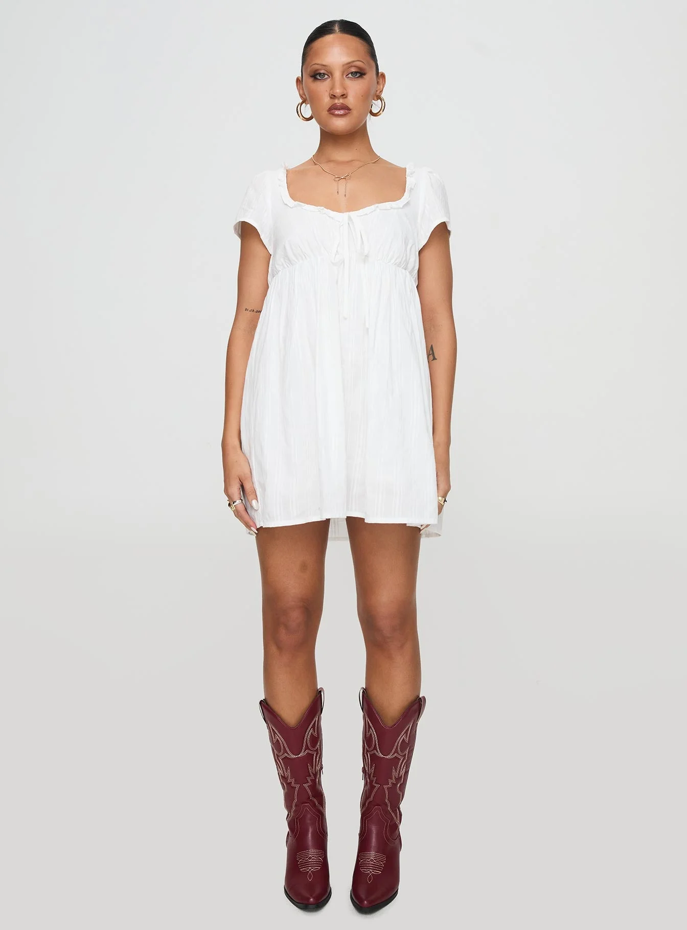 Monsterrat Mini Dress White - Image 6