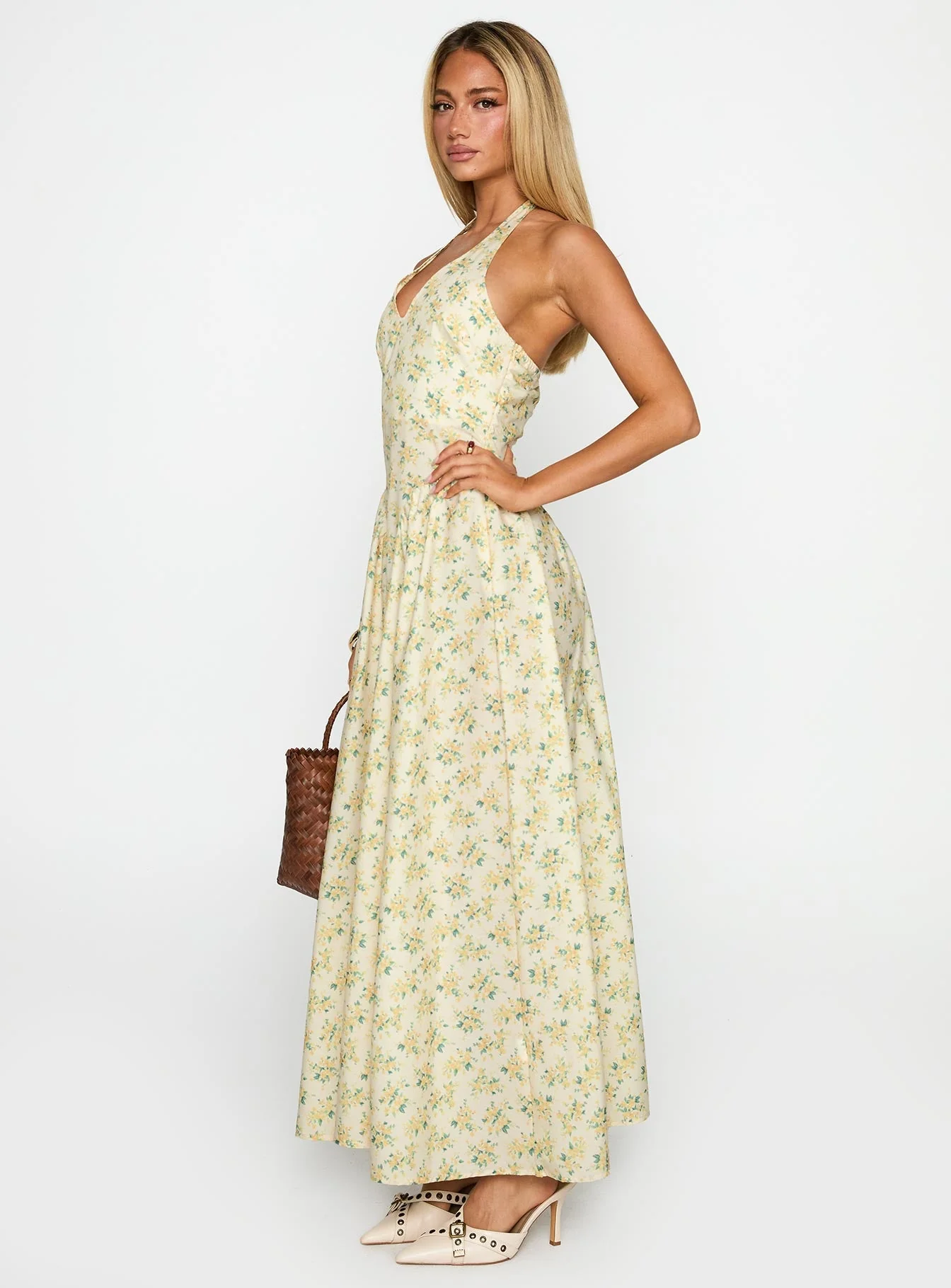 Monte Carlo Halter Maxi Dress Yellow - Image 4