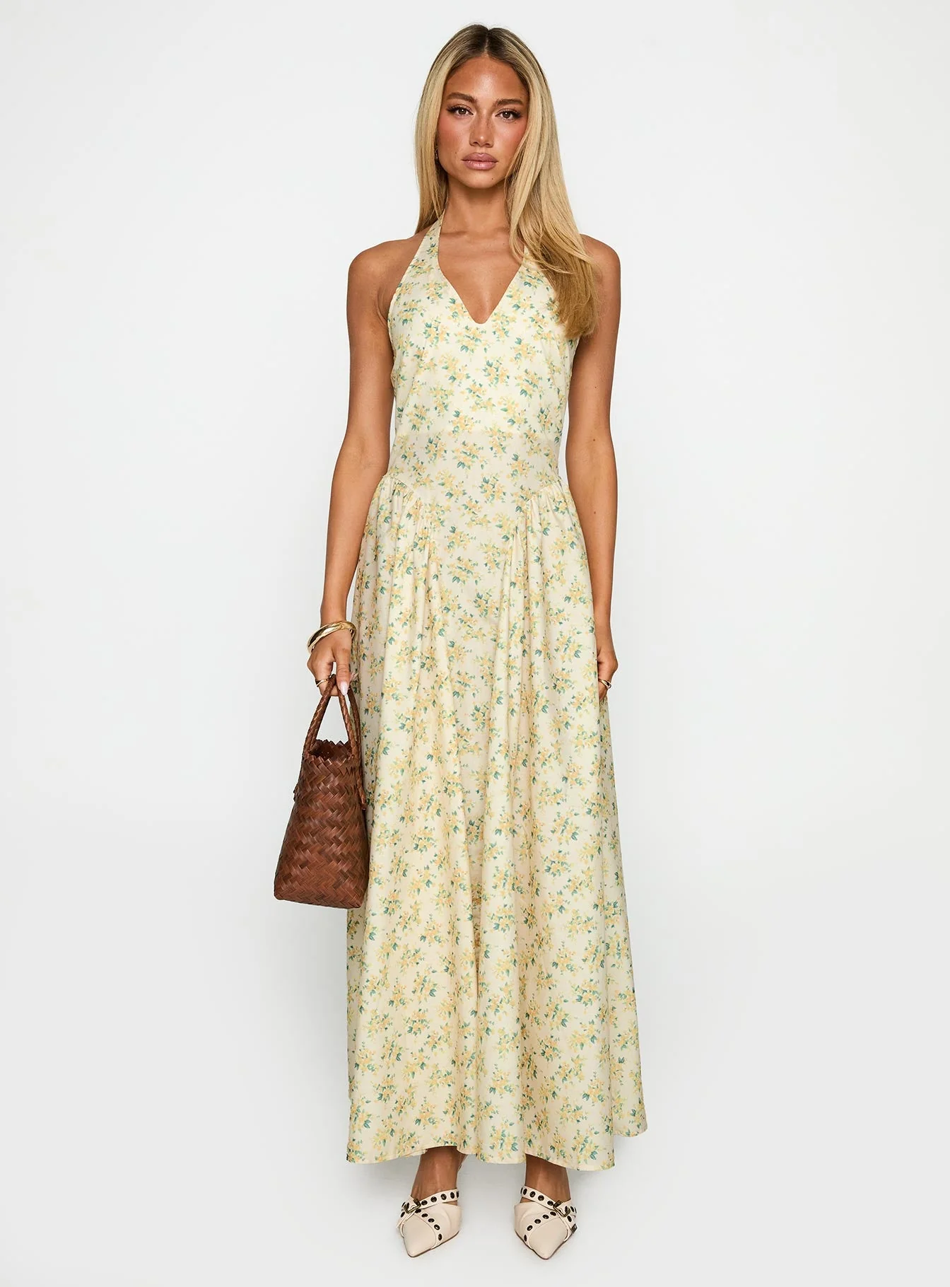 Monte Carlo Halter Maxi Dress Yellow - Image 7
