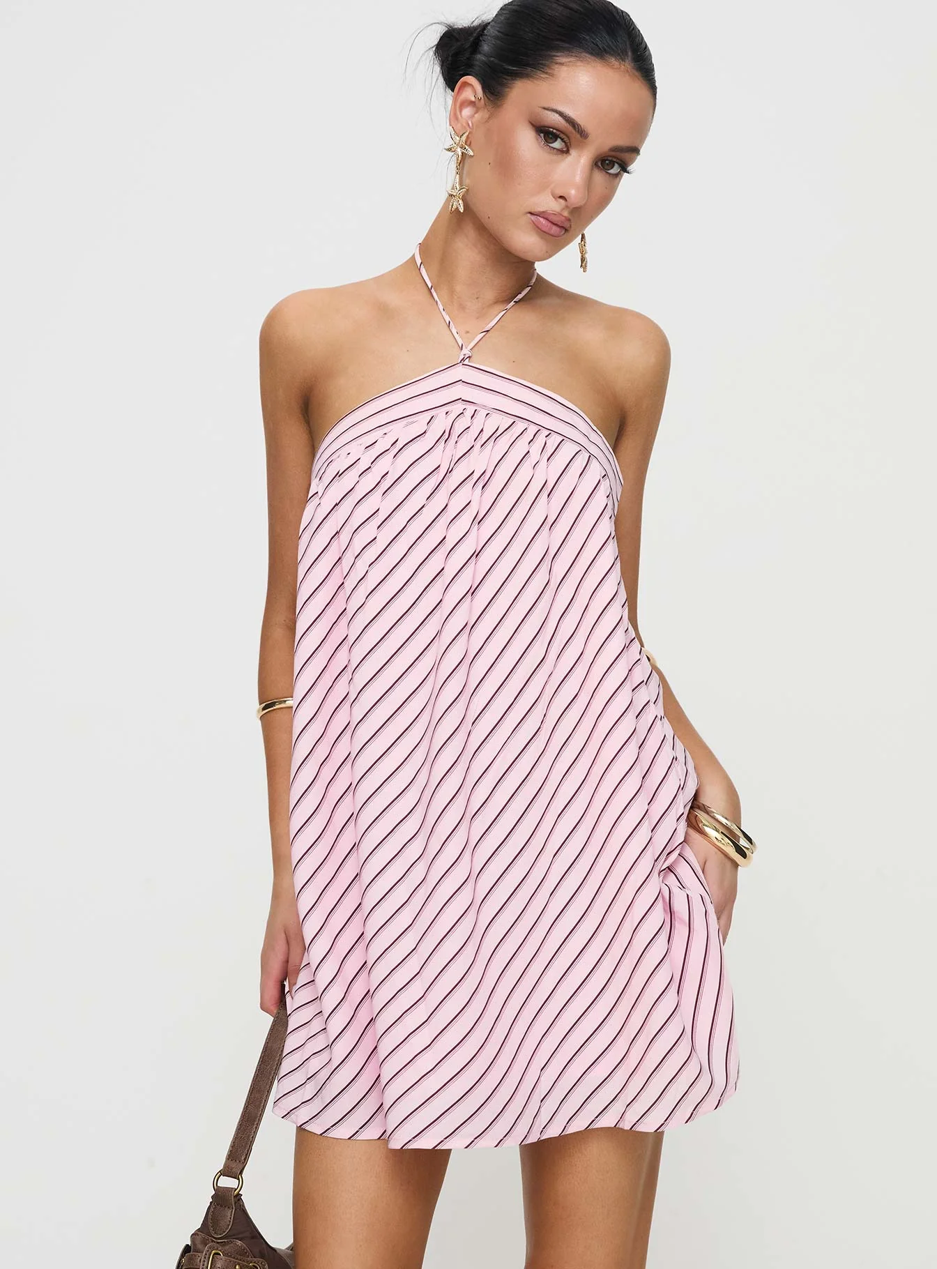 Moonlit Mini Dress Pink Stripe - Image 2