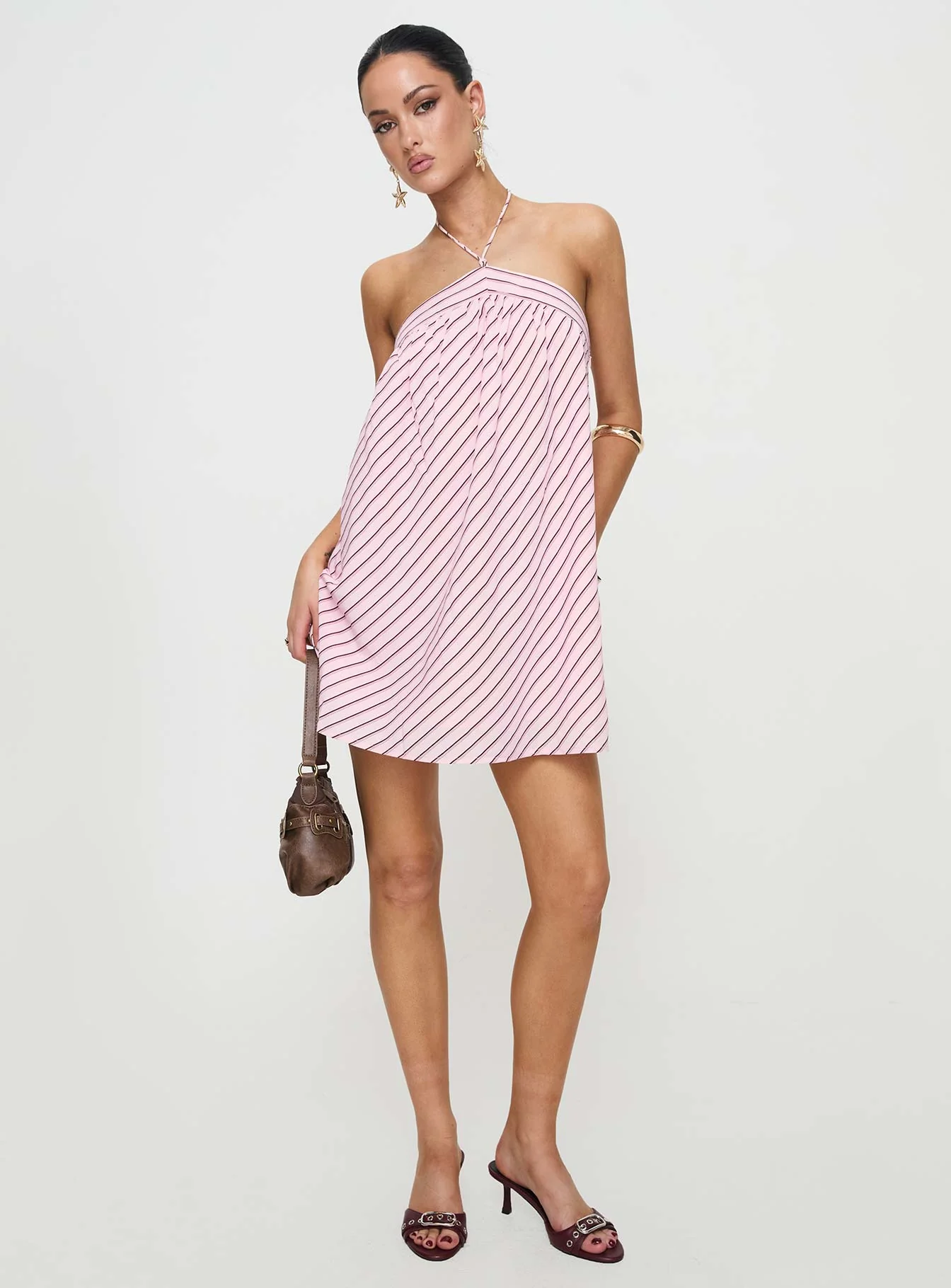 Moonlit Mini Dress Pink Stripe - Image 3