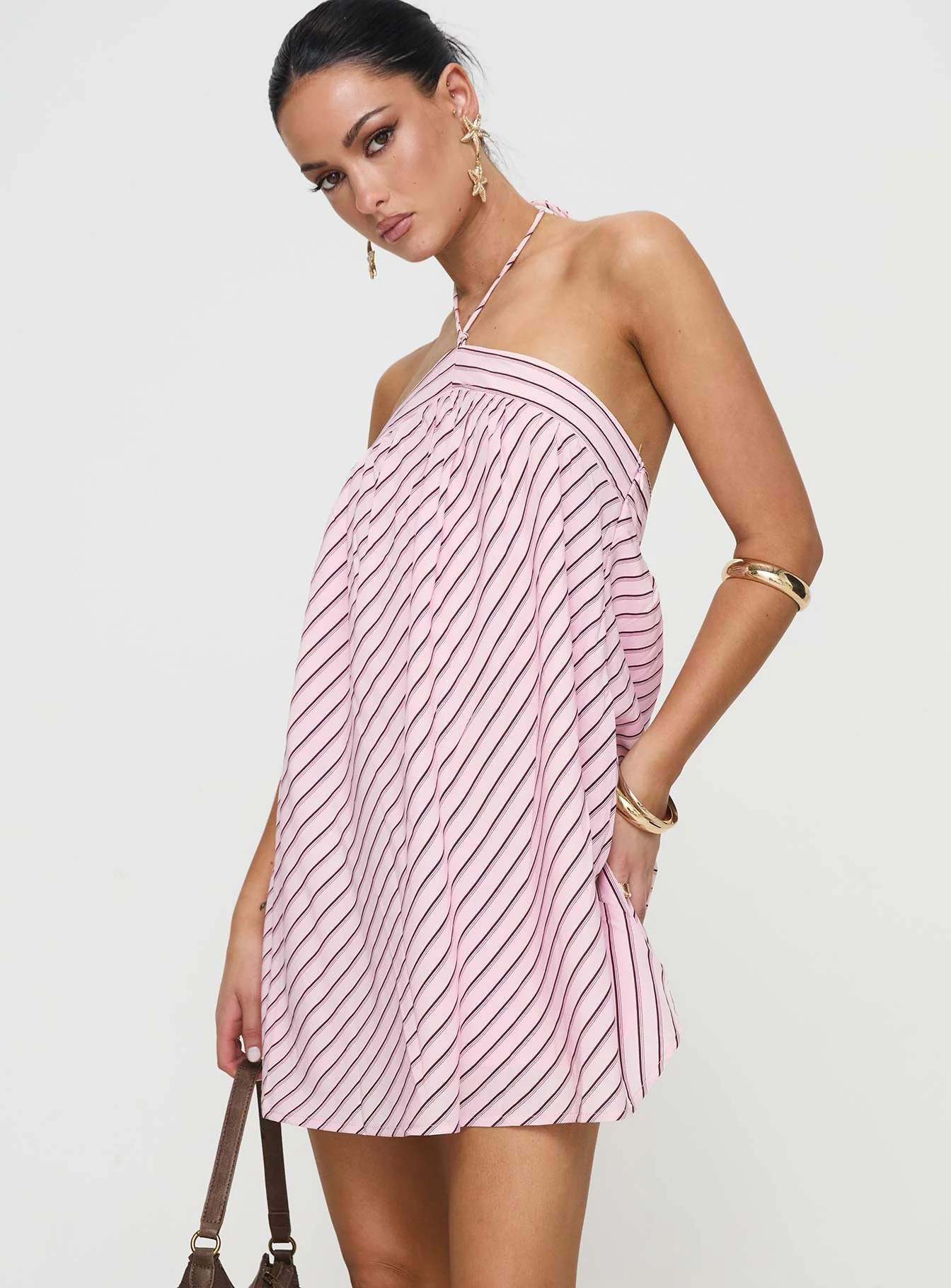 Moonlit Mini Dress Pink Stripe - Image 4
