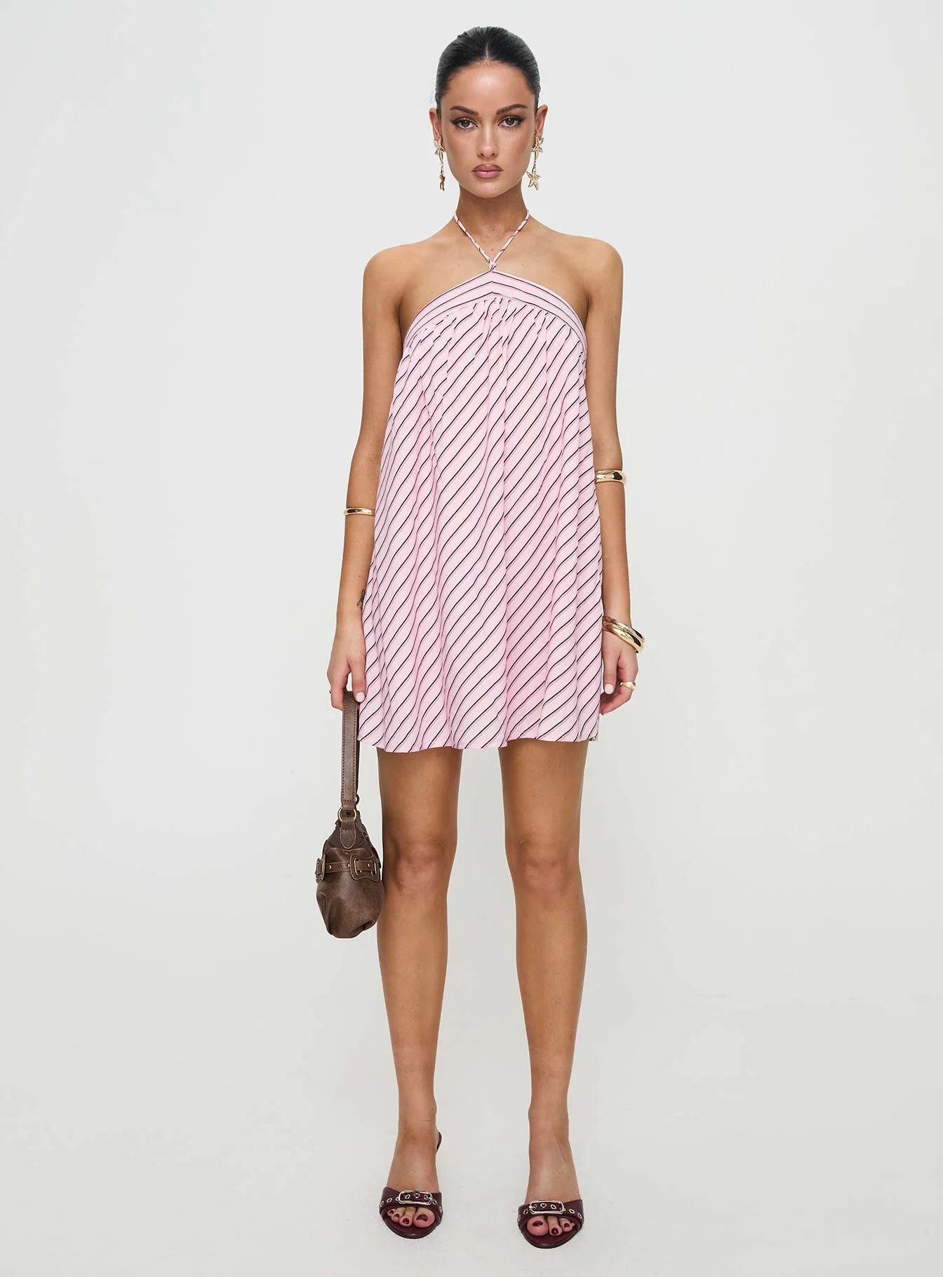 Moonlit Mini Dress Pink Stripe - Image 7