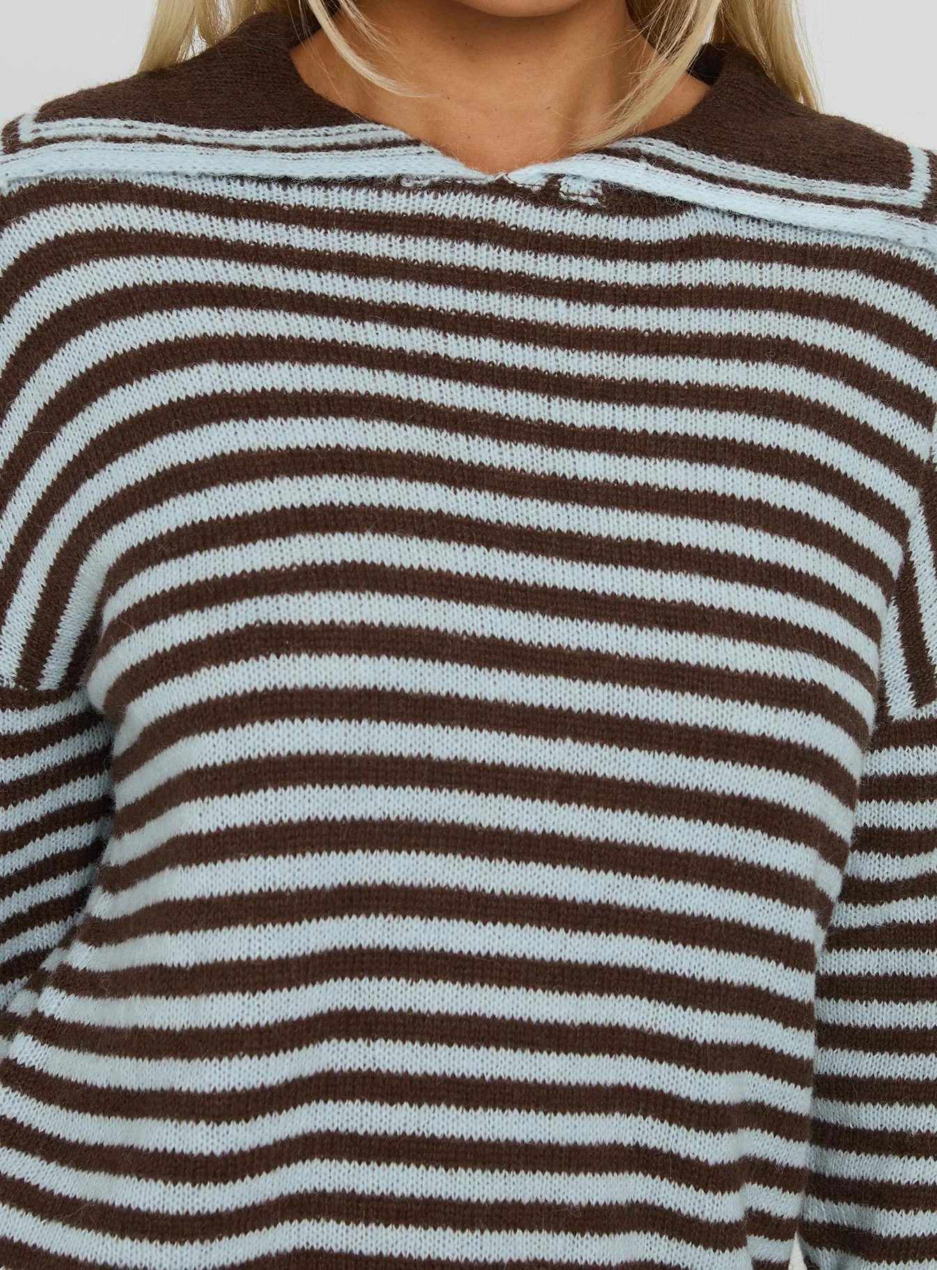 Moon Went Dark Collared Knit Sweater Stripe - Image 6
