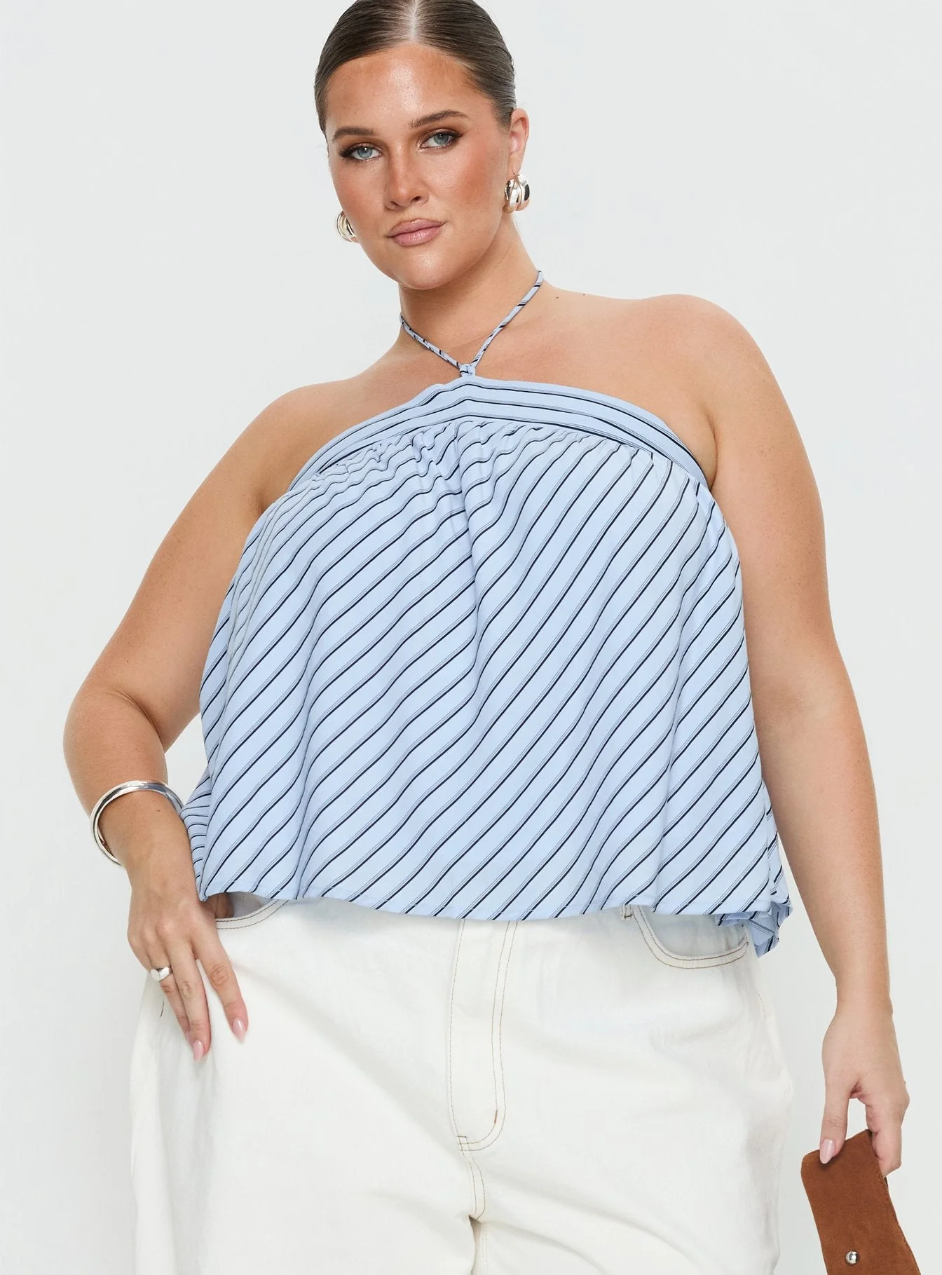 Moonlit Top Blue Stripe Curve
