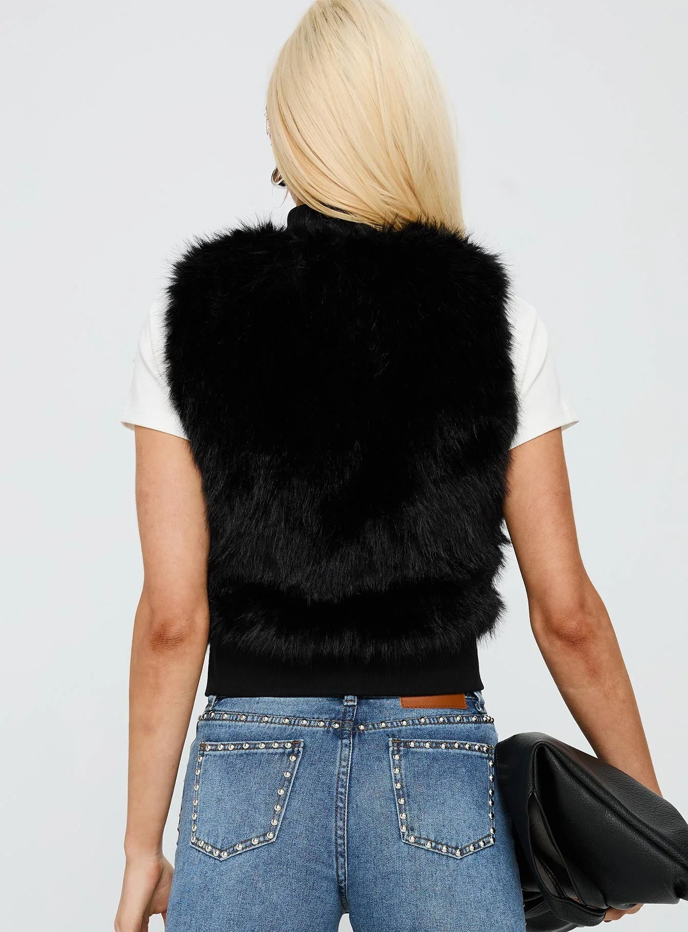 More Clarity Faux Fur Vest Black - Image 4