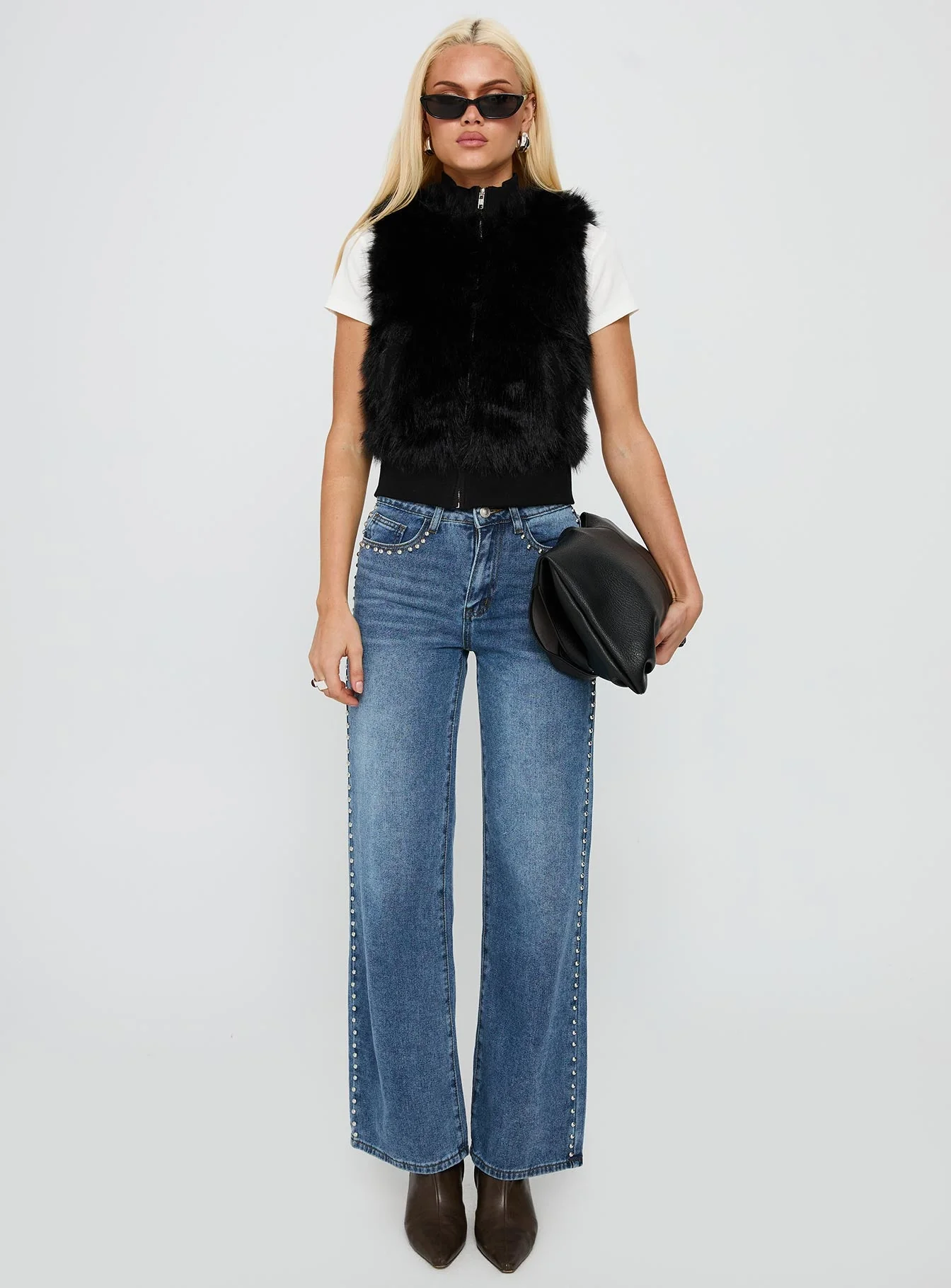 More Clarity Faux Fur Vest Black - Image 6