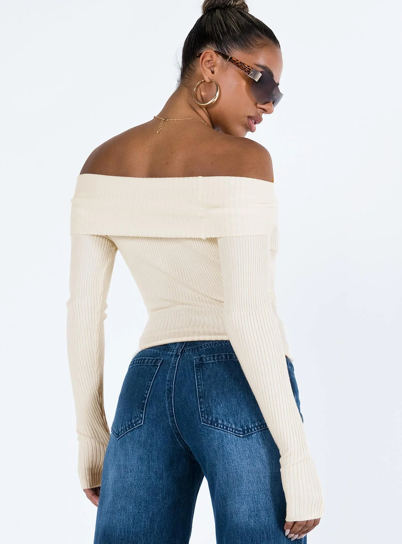 Morley Off Shoulder Sweater Cream - Image 5