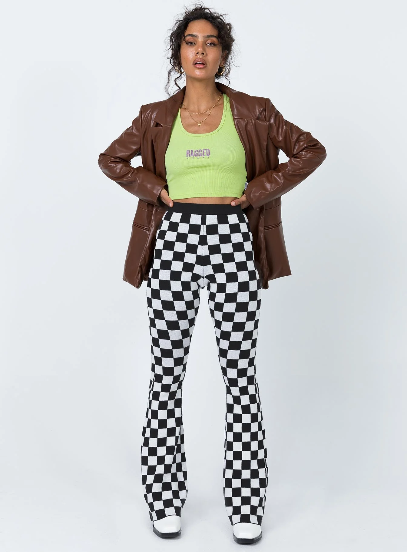 Morrison Faux Leather Blazer Brown - Image 6