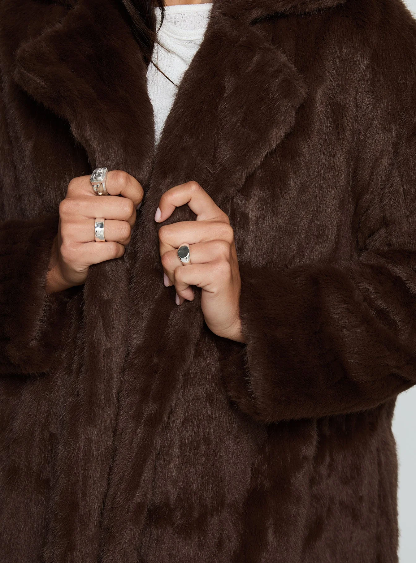 Moss Faux Fur Coat Chocolate - Image 6
