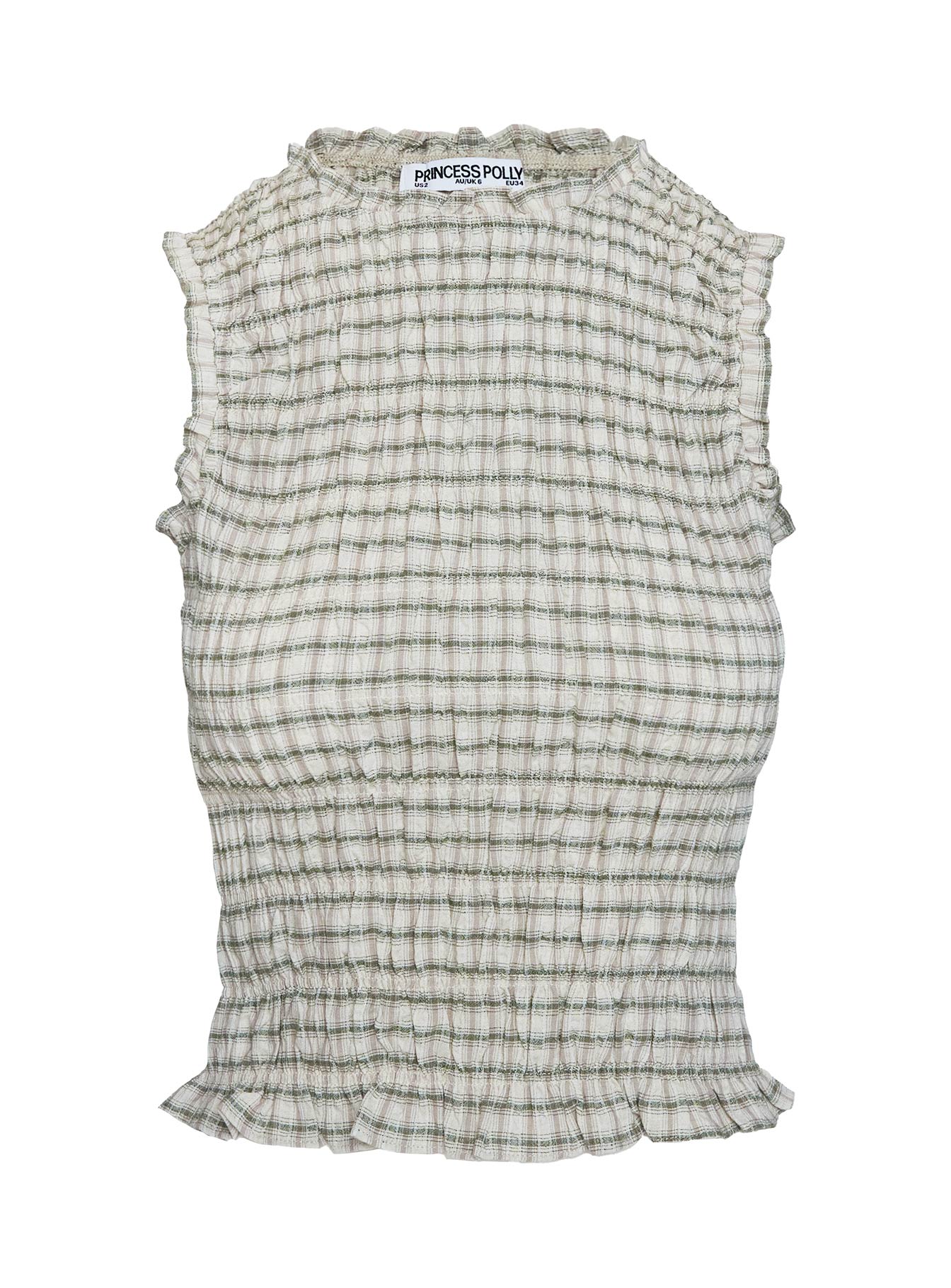 Mousie Ruched Top Cream Plaid - Image 5