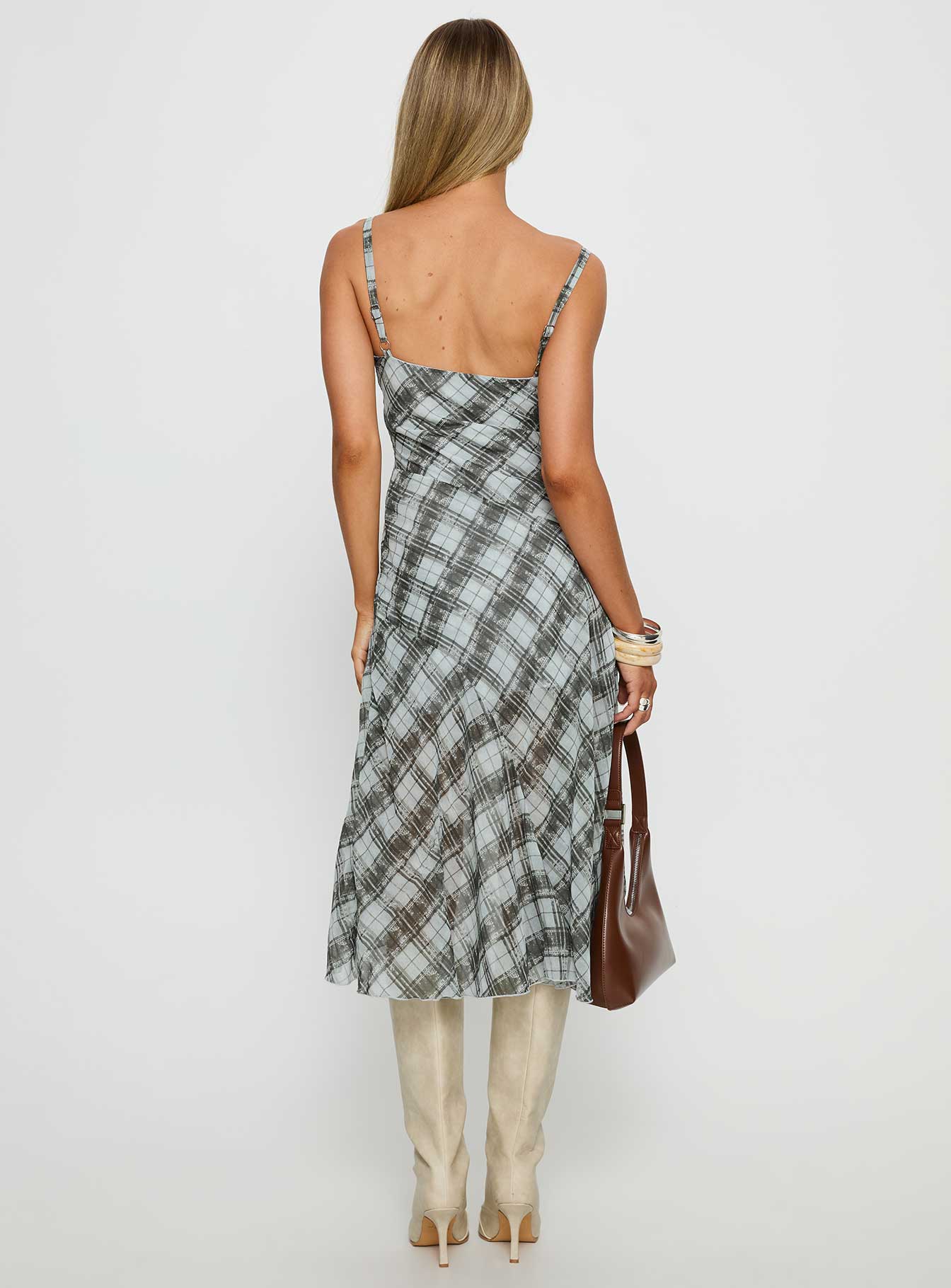 Murisa Asymmetrical Midi Dress Multi Check - Image 5