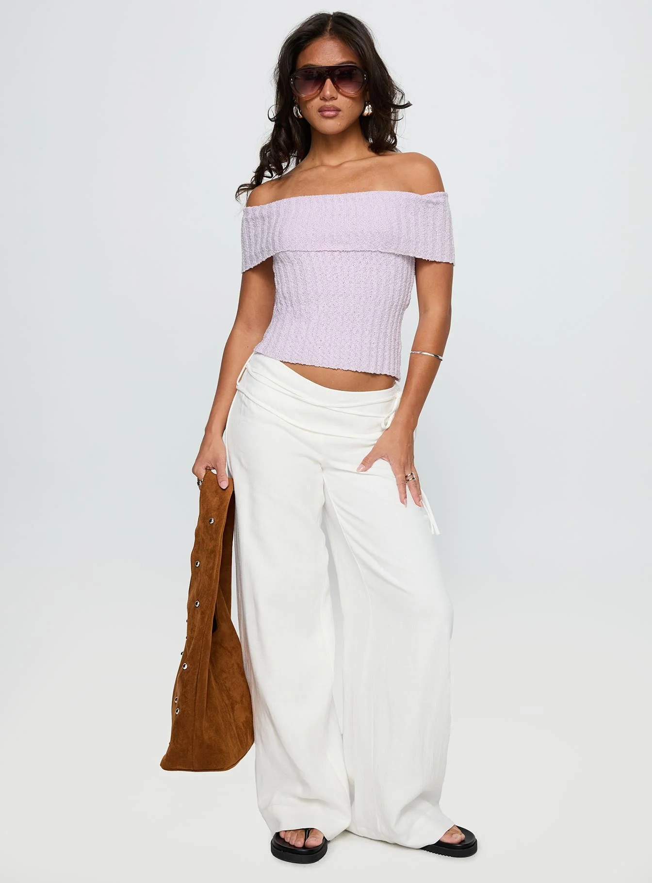 Murmur Off Shoulder Top Lilac - Image 3