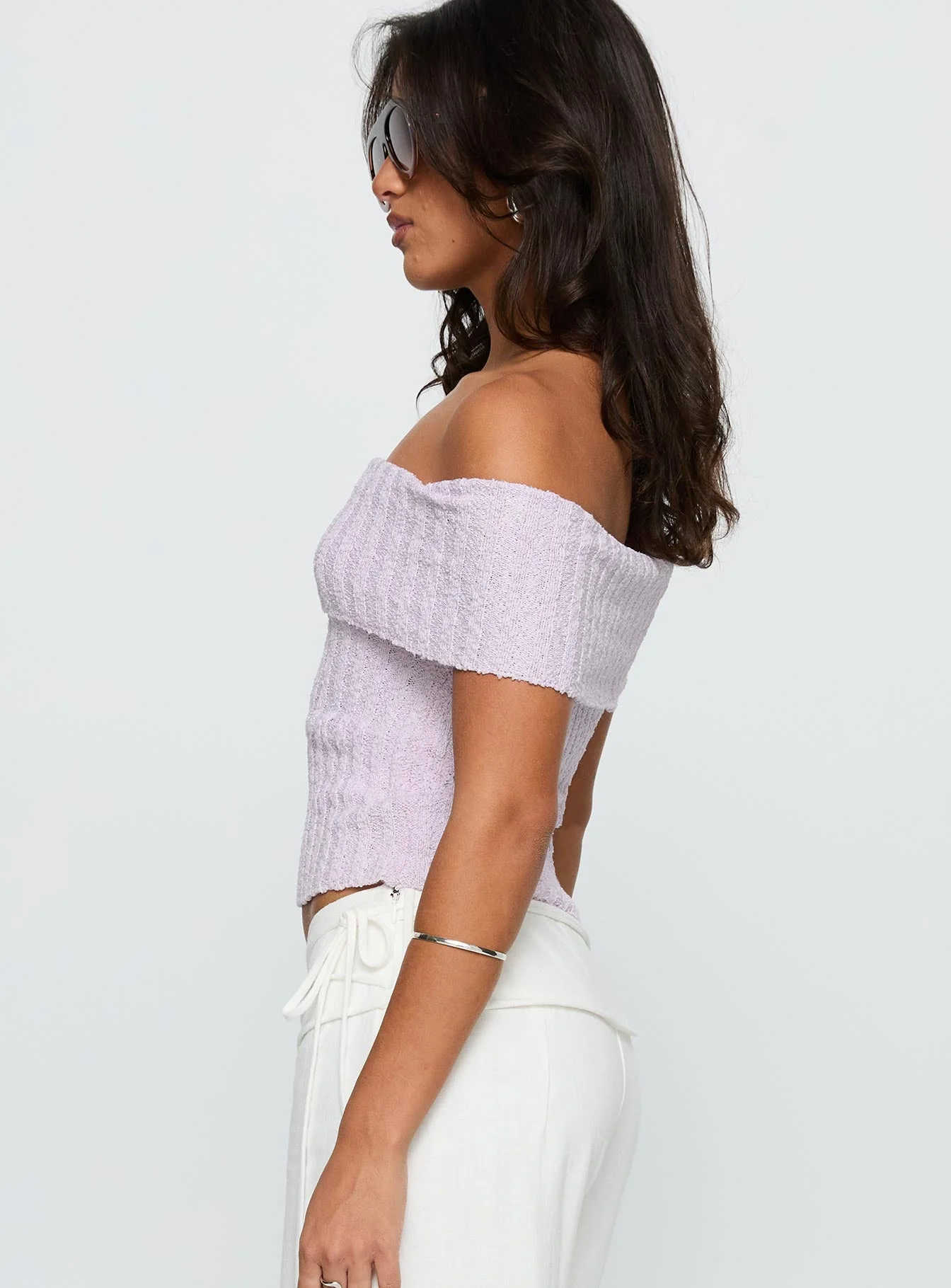 Murmur Off Shoulder Top Lilac - Image 4