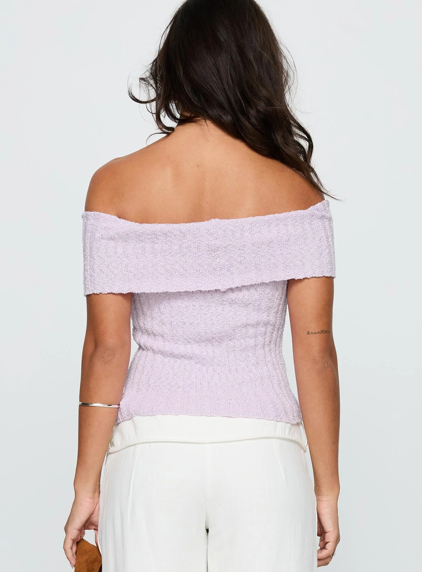 Murmur Off Shoulder Top Lilac - Image 5