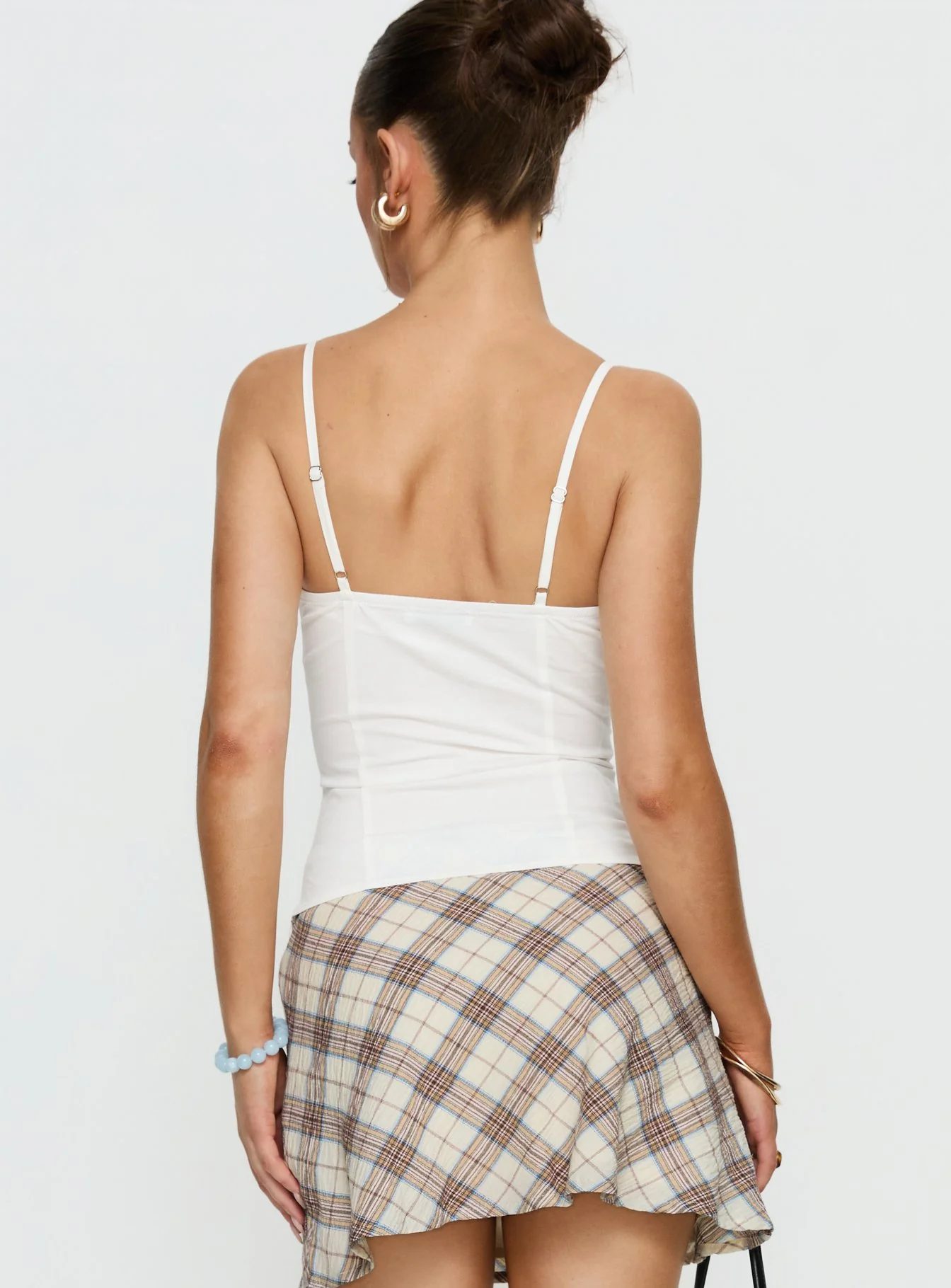 Myrella Button Up Cami Top White - Image 4