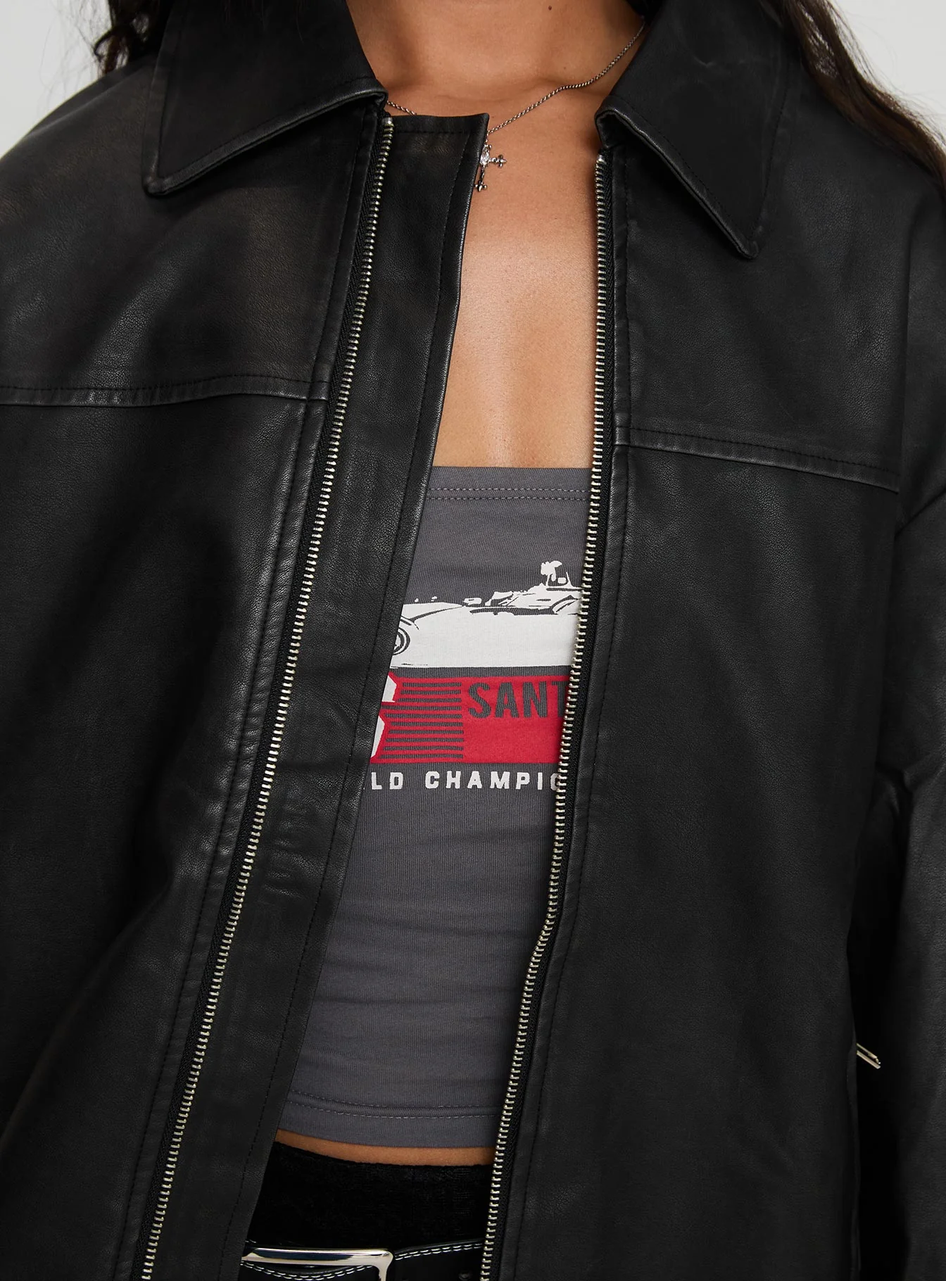 Napoleon Faux Leather Jacket Black - Image 6