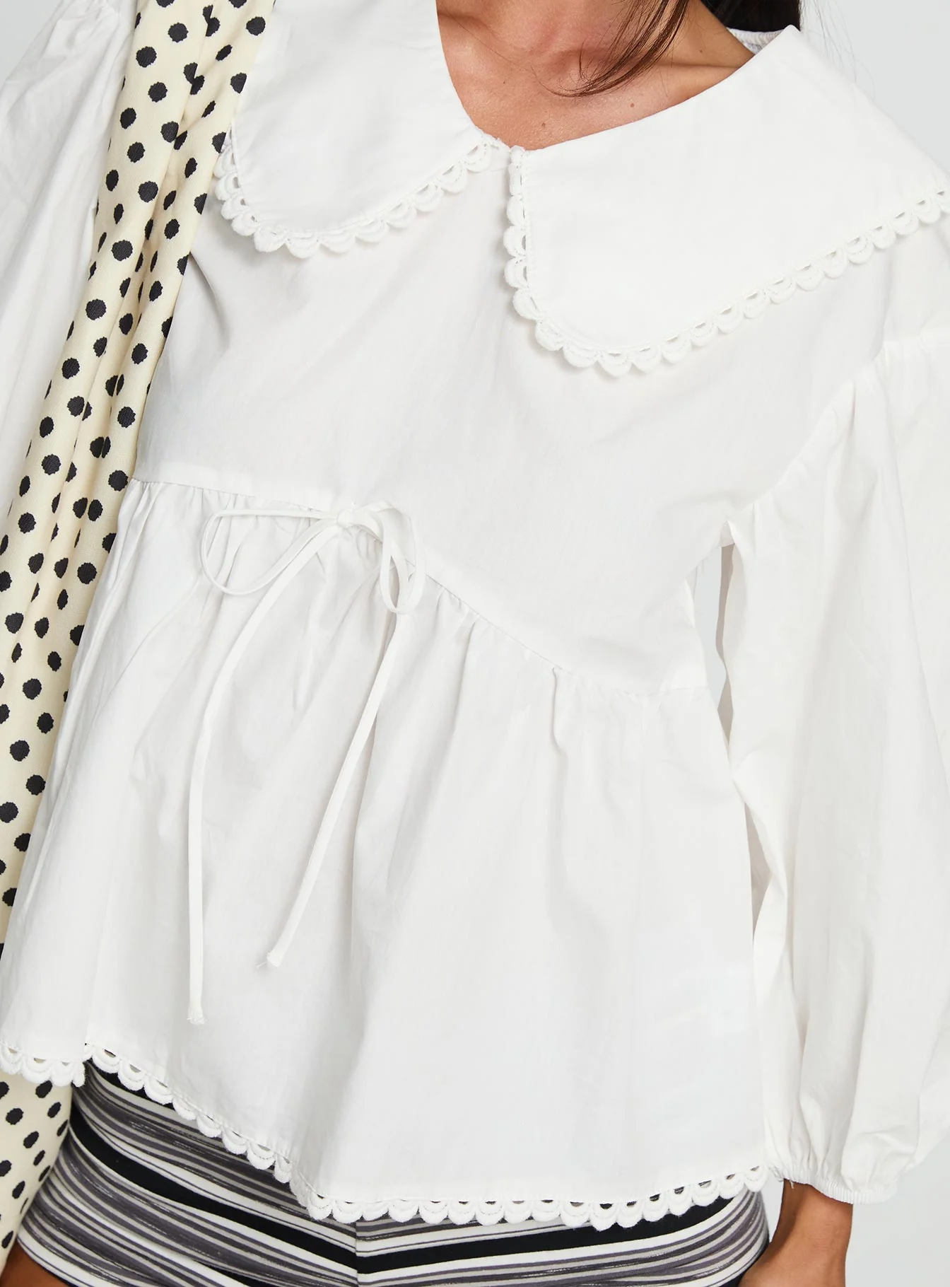 Narelle Deep Collar Blouse Top White - Image 6