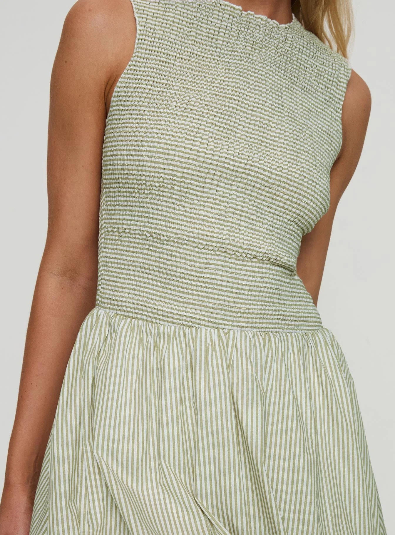 Narnie Mini Dress Sage - Image 6