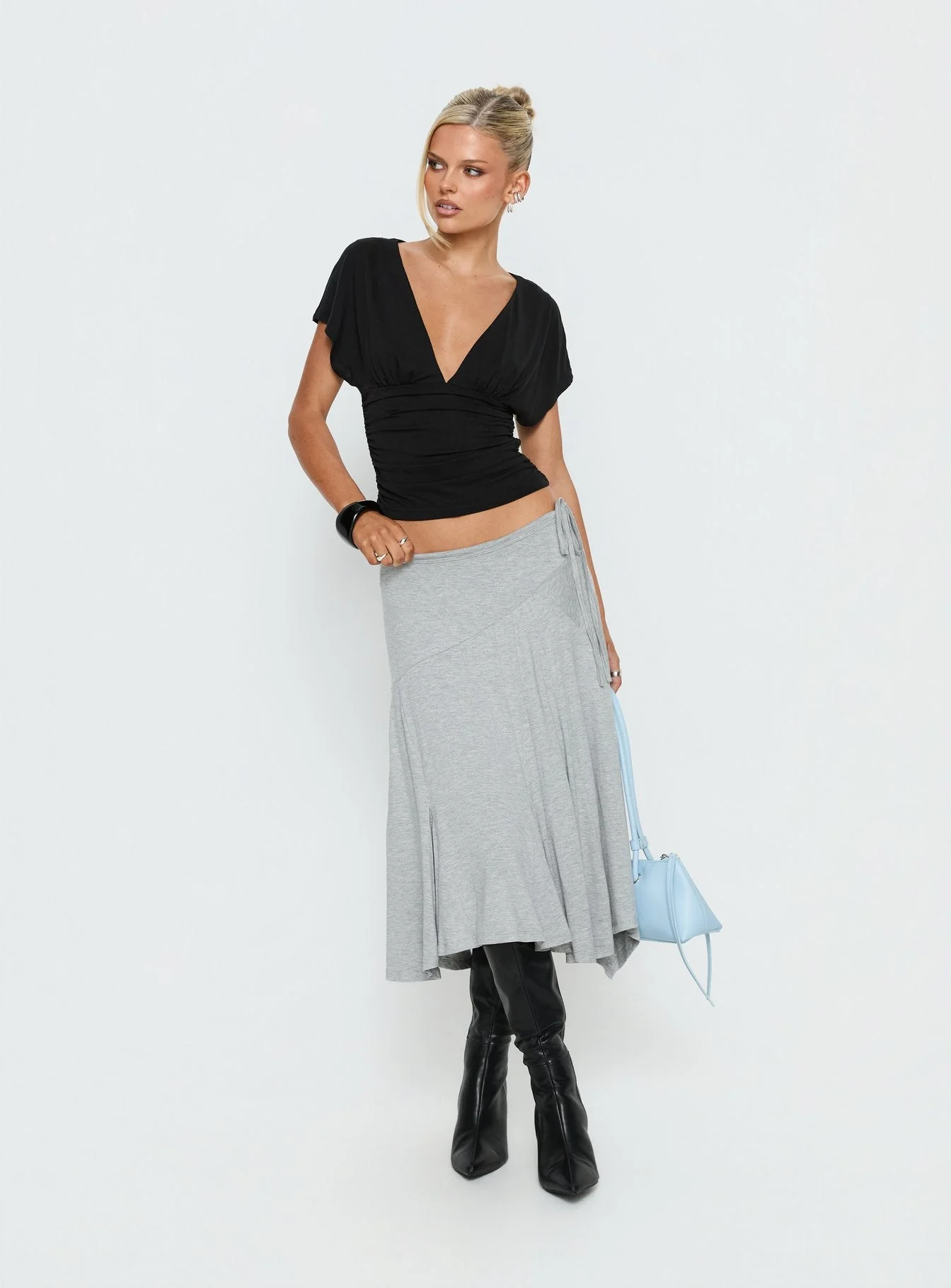 Natomi Jersey Midi Skirt Grey Marle - Image 2