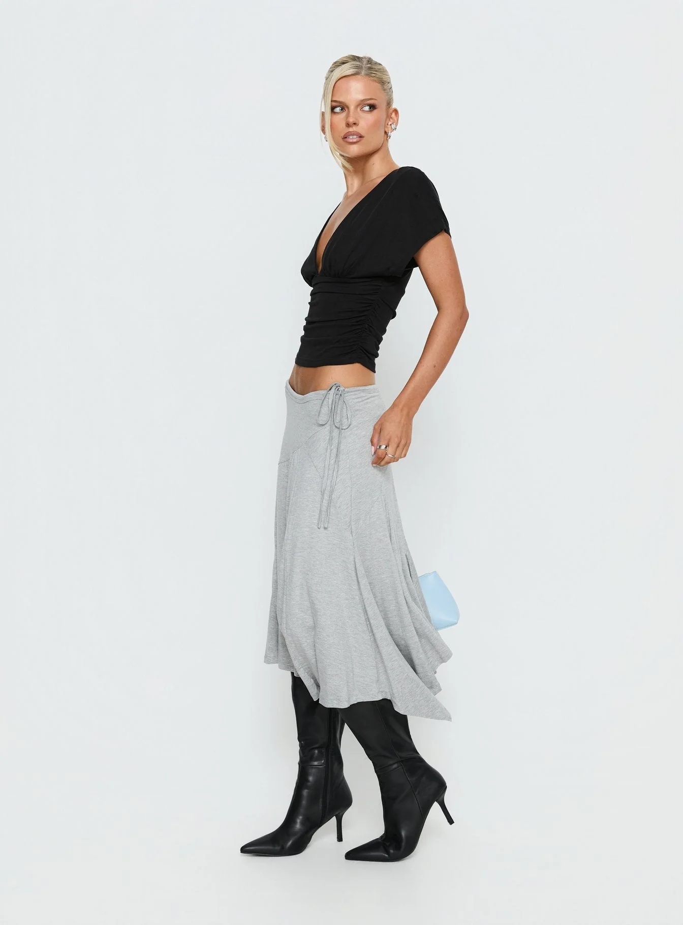 Natomi Jersey Midi Skirt Grey Marle - Image 4