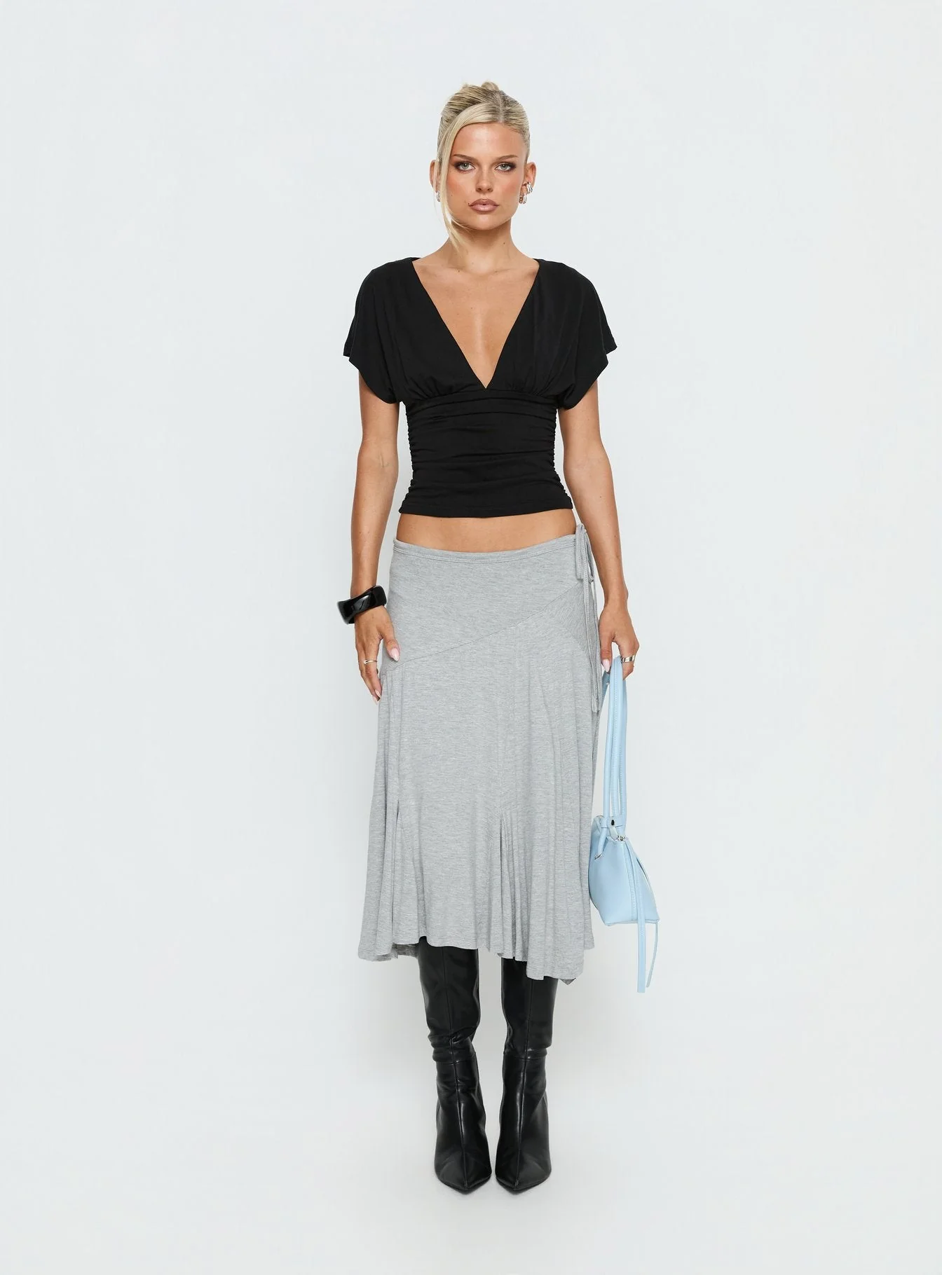 Natomi Jersey Midi Skirt Grey Marle - Image 8