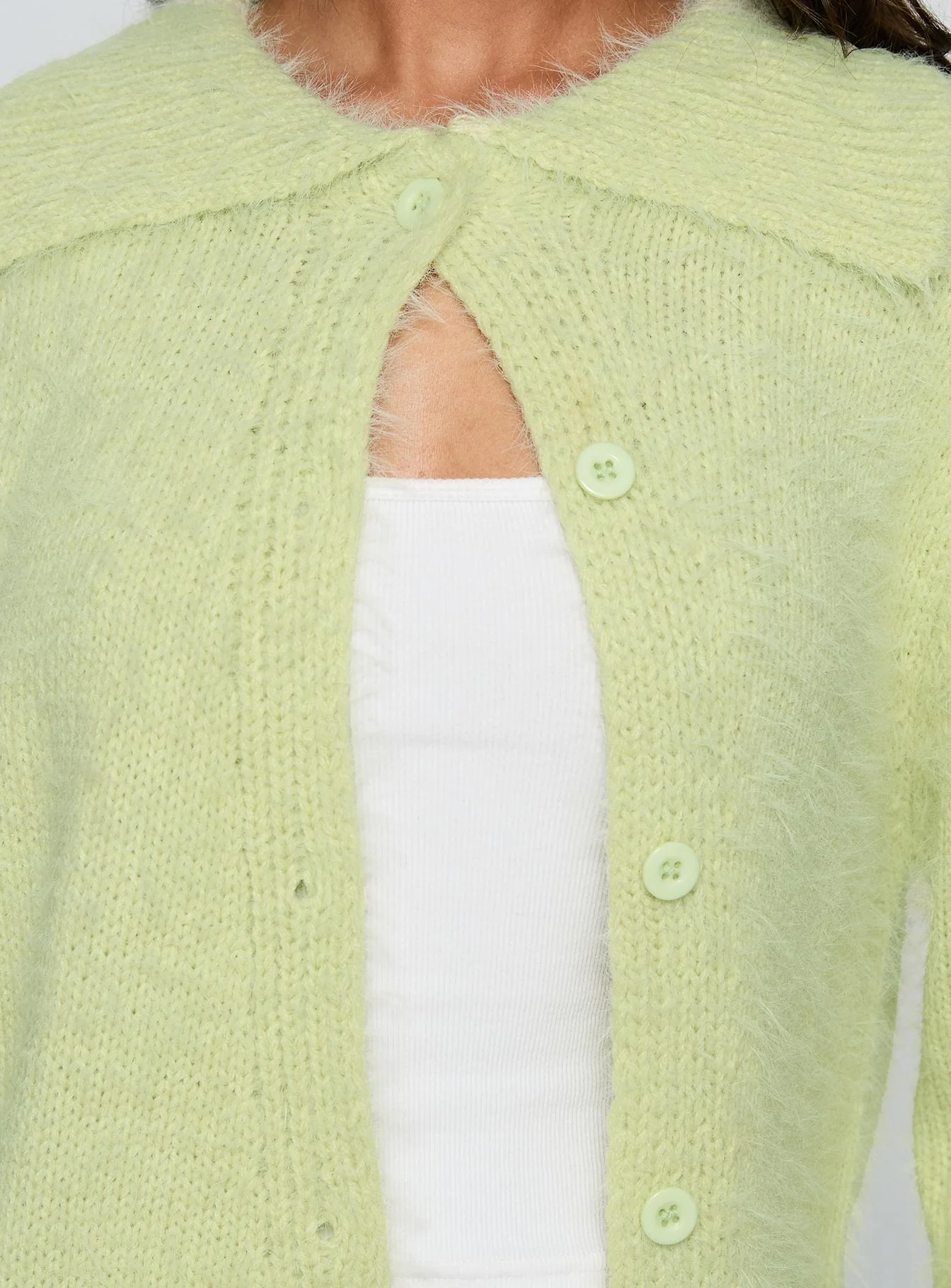 Nayara Collared Asymmetric Knit Sweater Green - Image 6