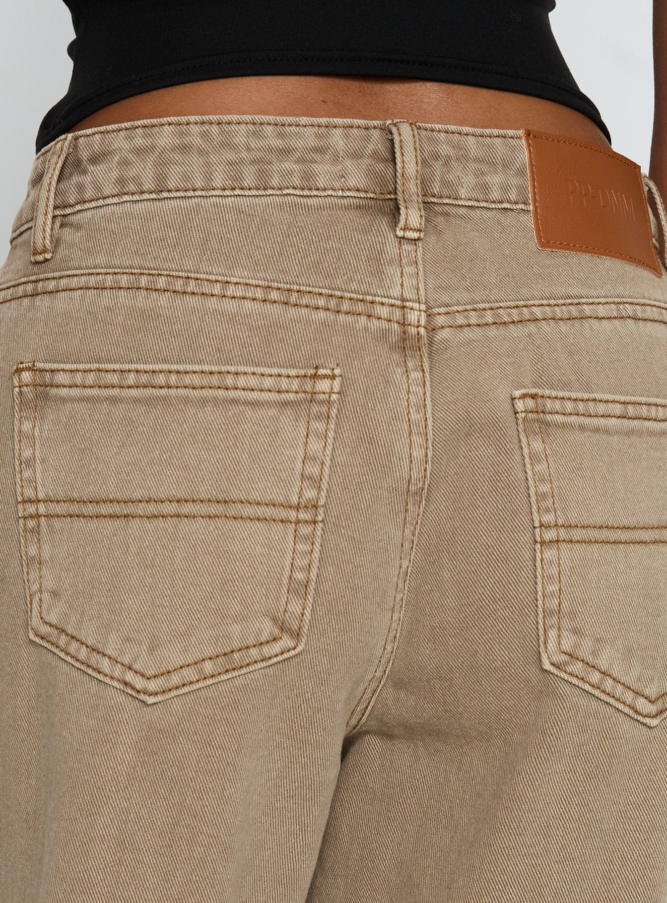 Naylor Mid Rise Wide Leg Jeans Light Brown Wash - Image 7