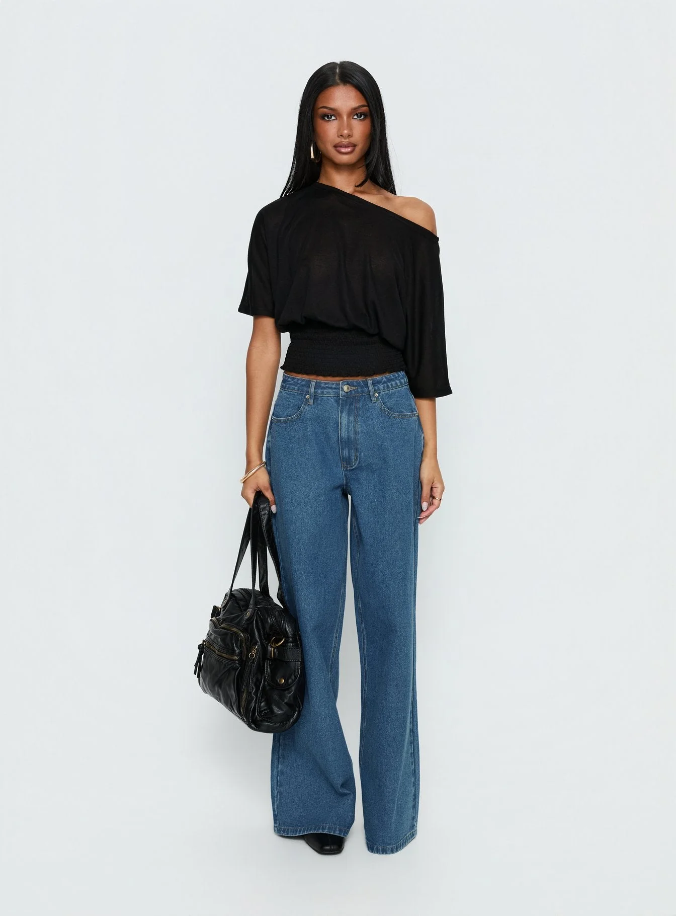 Naylor Mid Rise Wide Leg Jeans Mid Blue Wash - Image 8