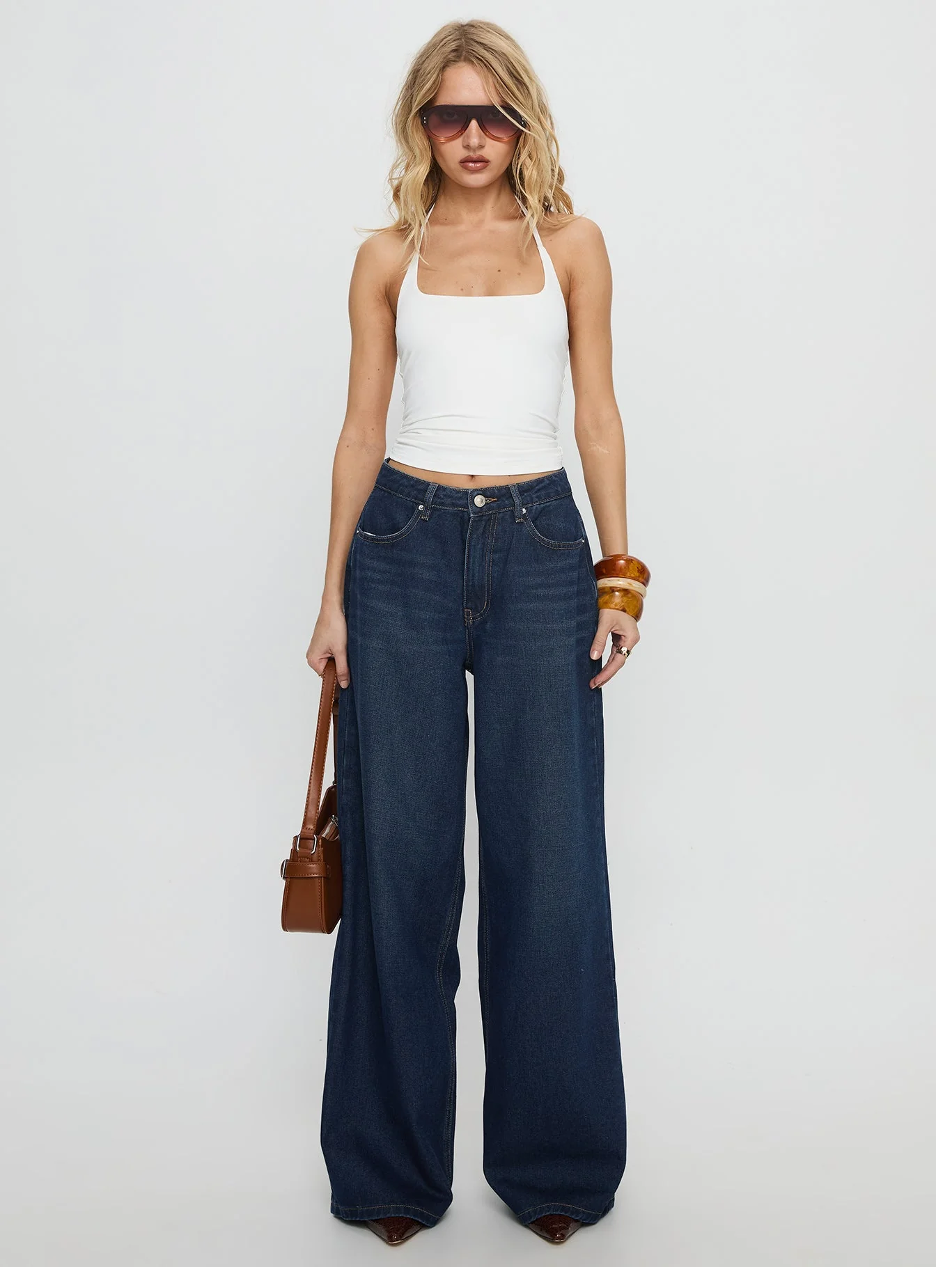Naylor Mid Rise Wide Leg Jeans Mid Blue Denim Tall - Image 7