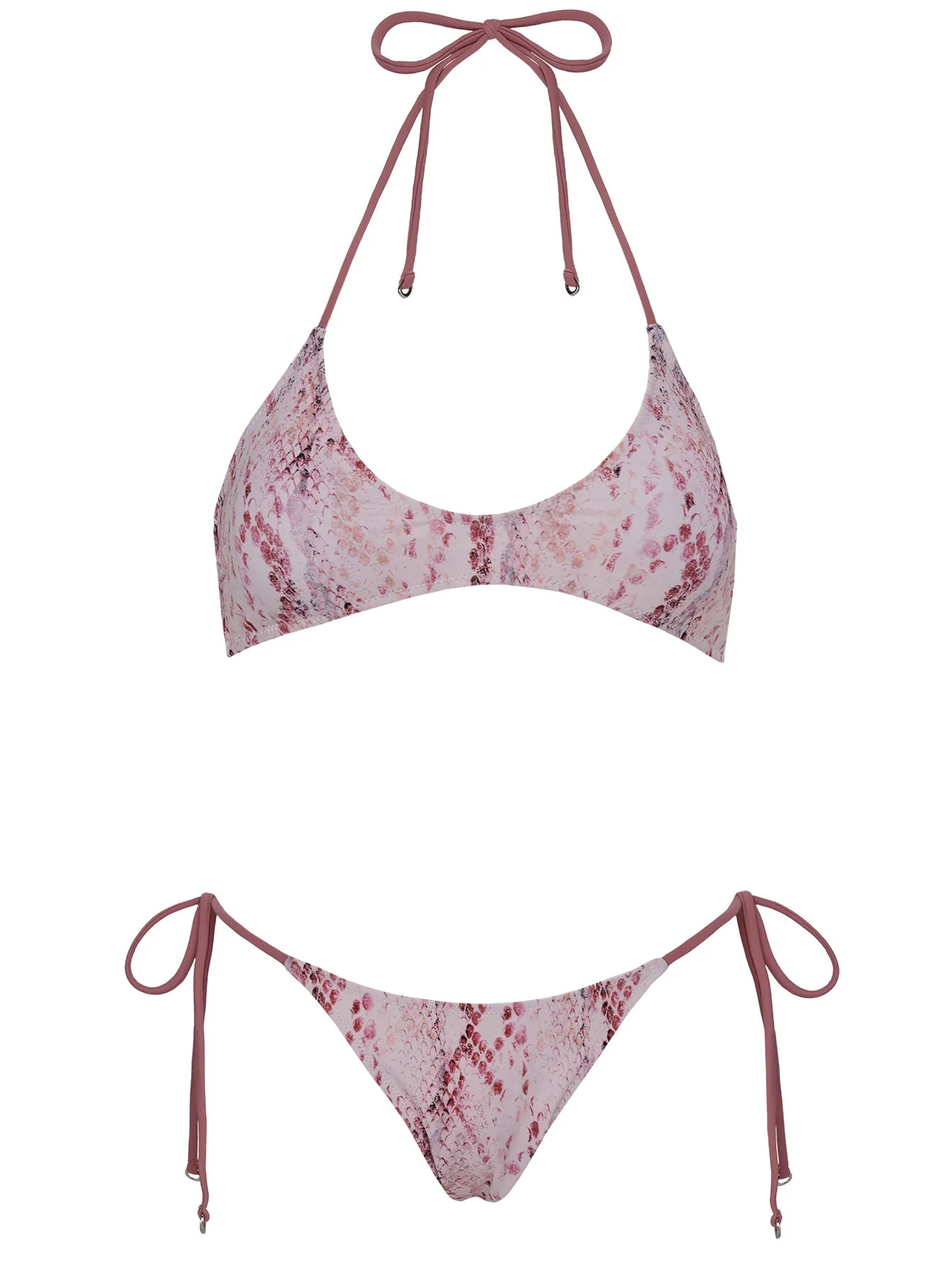 Naysa Halter Scoop Bikini Top Pink Snake - Image 5