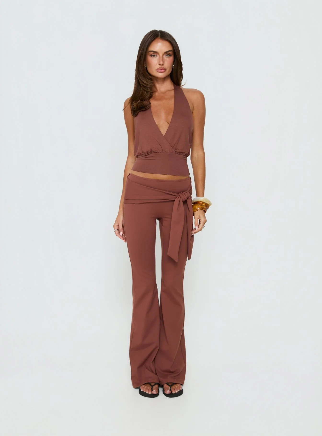 Daily Define Tie Waist Pants Brown - Image 7