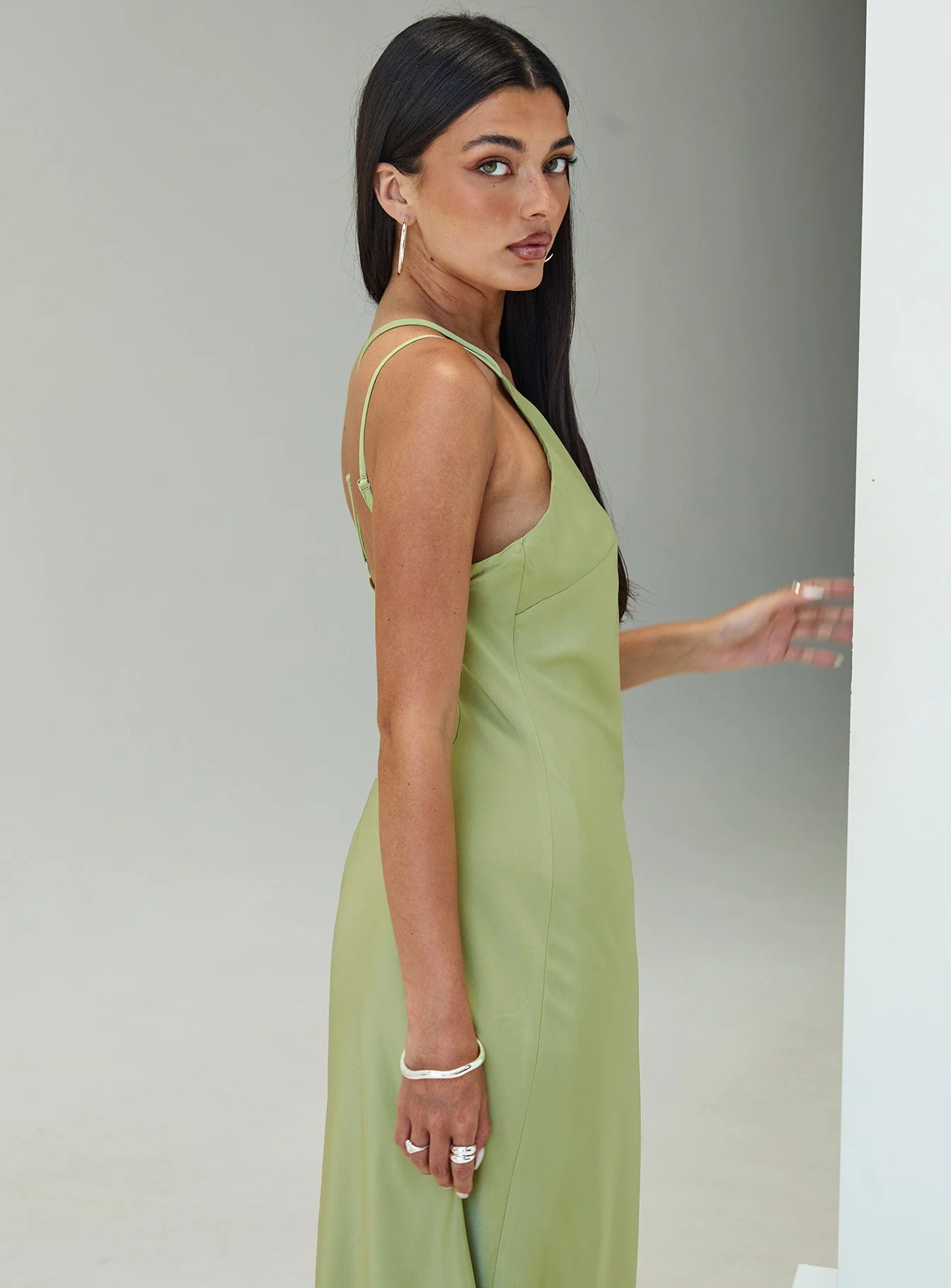 Nehemiah One Shoulder Maxi Dress Green - Image 3