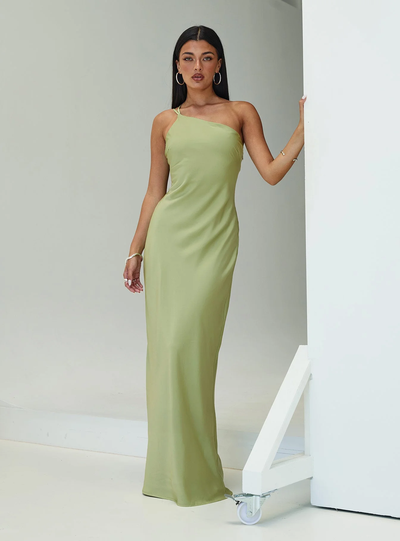 Nehemiah One Shoulder Maxi Dress Green - Image 4
