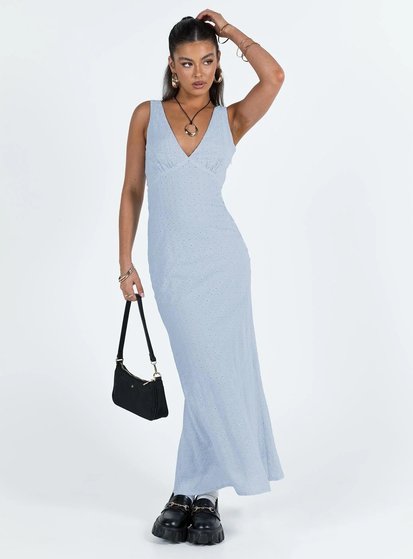 Nellie Anglaise Maxi Dress Blue - Image 3