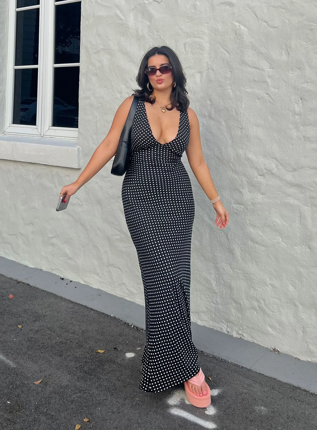 Nellie Maxi Dress Black Polka Dot - Image 6