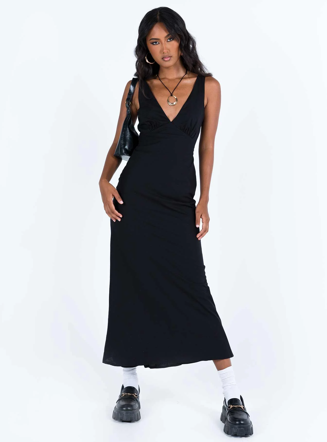 Nellie Maxi Dress Black Linen - Image 3