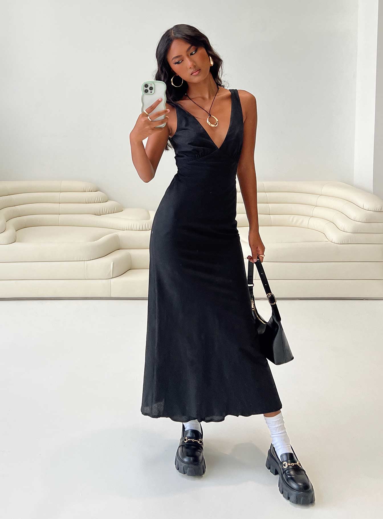 Nellie Maxi Dress Black Linen - Image 8