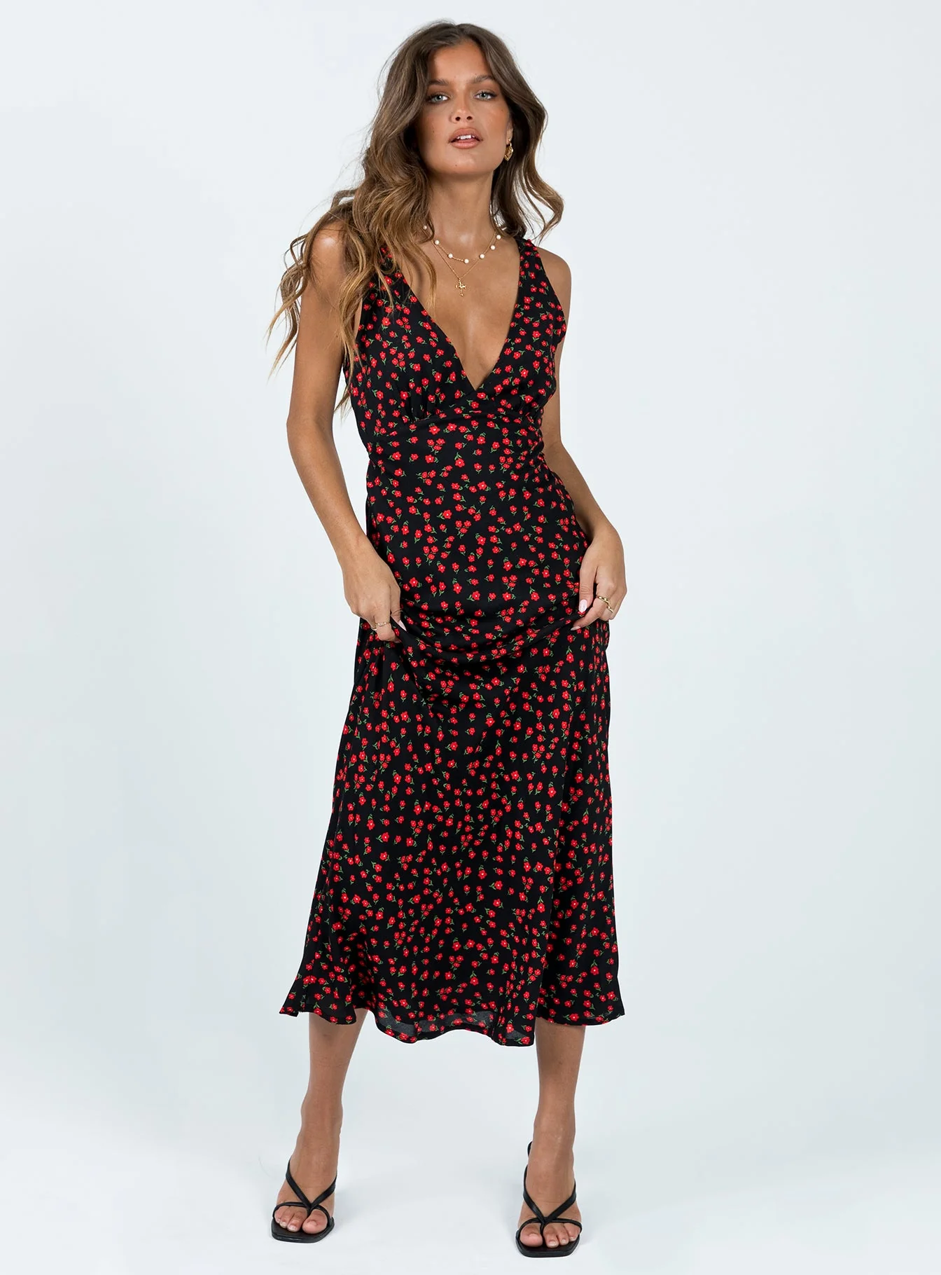 Nellie Maxi Dress Black/Red Floral - Image 3