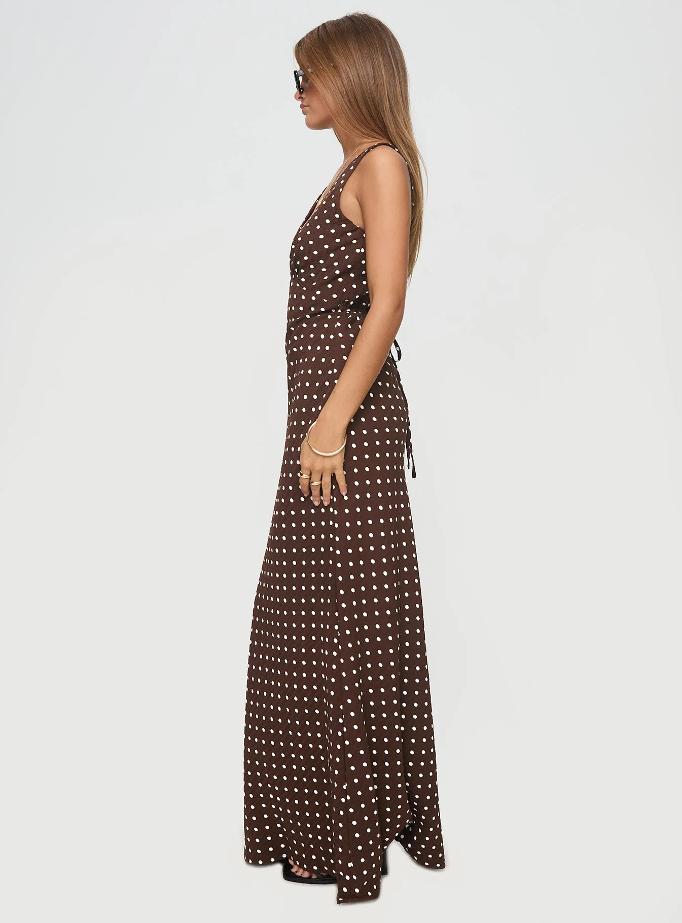 Nellie Maxi Dress Brown Polka Dot - Image 4